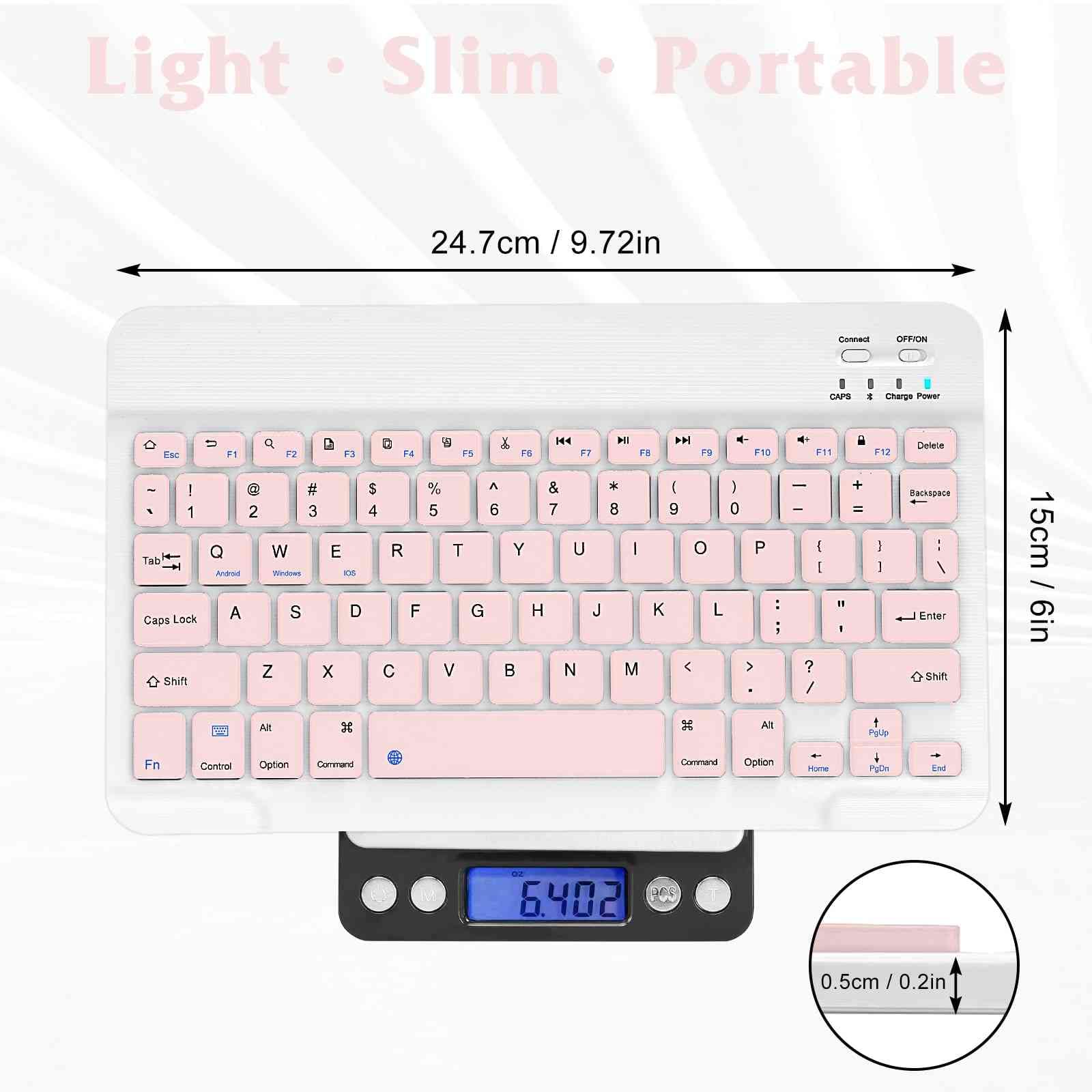 Rechargeable Bluetooth Keyboard and Mouse Combo - Ultra Slim Wireless Set for Android/PC (Compatible with vivo Y51a) - Baby Pink Keyboard with RGB LED Mouse - Perfect for Office, Gaming & Home Use