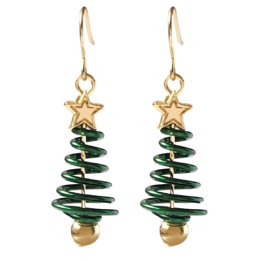 Stylish Gold and Silver Hoop Earrings for Women - Trendy Christmas Dangle Drop Earrings with Green Charm Ball | Perfect for Holiday Parties, Gift Giving & Everyday Wear (One Size)