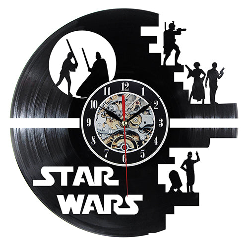Star Wars Themed 3D Vinyl Record Wall Clock - Creative CD Clock for Home Decor, Unique Gift for Movie Fans - Perfect for Living Room, Bedroom & Office Decoration