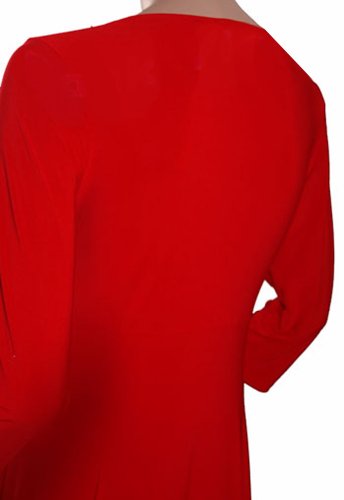 Funfash Plus Size Women's Long Sleeve A-Line Red Party Dress - Made in USA - Perfect for Holiday Parties, Weddings & Special Occasions