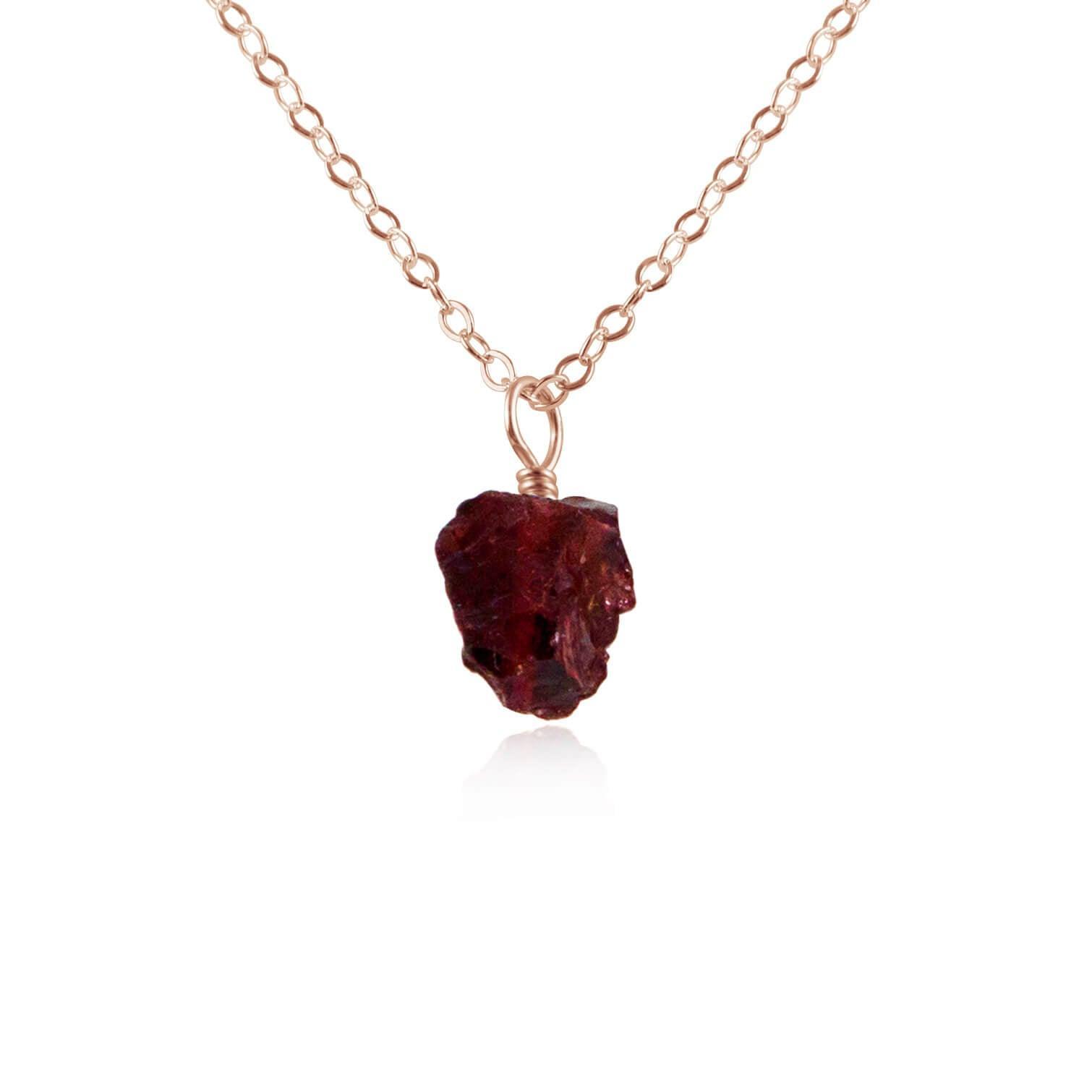 Natural Tiny Raw Garnet Pendant Necklace for Women - Bohemian Crystal Jewelry Gift for Birthday, Valentine's Day | Perfect for Layering, Everyday Wear & Special Occasions