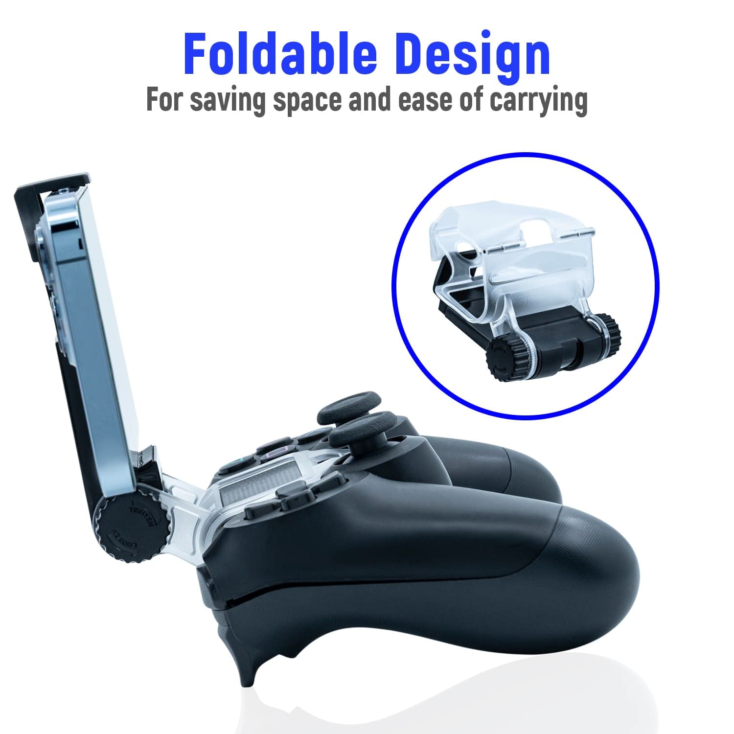 Mcbazel PS4 Controller Phone Holder Clip - Compatible with PS4, PS4 Slim & PS4 Pro - Black | Perfect for Gaming Hands-Free & Live Streaming