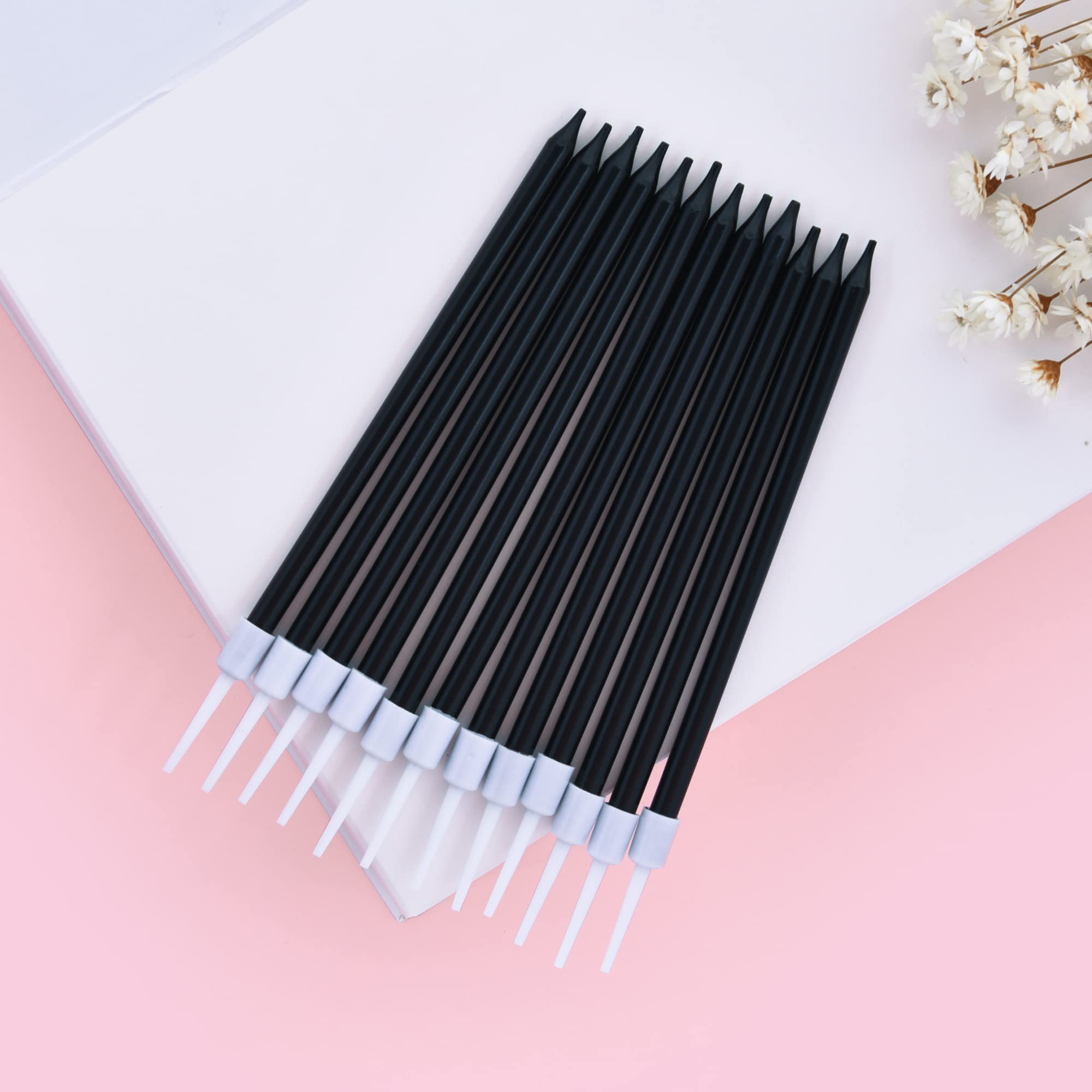 Bella Meri Black Long Thin Metallic Birthday Candles - Elegant Cake Candles for Birthday Parties, Wedding Decorations & Special Events - Perfect for Cakes, Cupcakes and Dessert Tables
