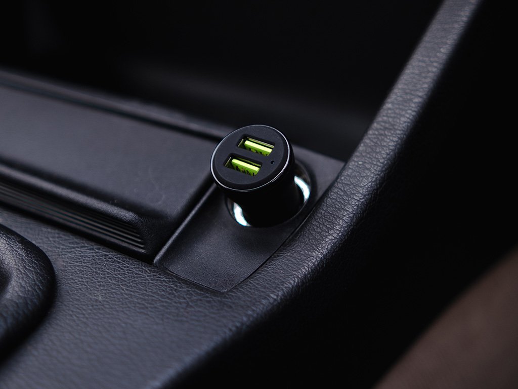 Quad Lock 360° Dual USB 12V Car Charger - Fast Charging for Smartphones & Devices - Perfect for Road Trips & Daily Commutes