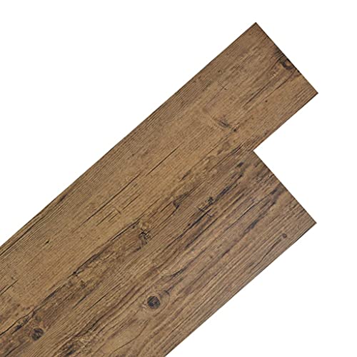 iFCOW Self-Adhesive PVC Flooring Planks - 54 ft Peel and Stick Floor Tiles for Living Room, Kitchen, Bathroom - 0.08 Inch Thick Walnut Brown Wood Look - Easy DIY Home Decor & Remodeling Solution
