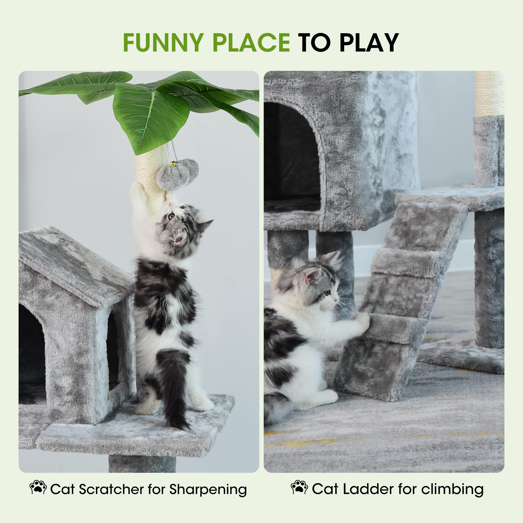 Premium Multi-Level Cat Tree with Scratching Posts & Plush Perches - Cat Activity Center Tower with Condo, Basket & Hammock - Durable Gray Cat Furniture for Kittens & Adult Cats - Perfect for Play, Rest & Climbing in Home or Office