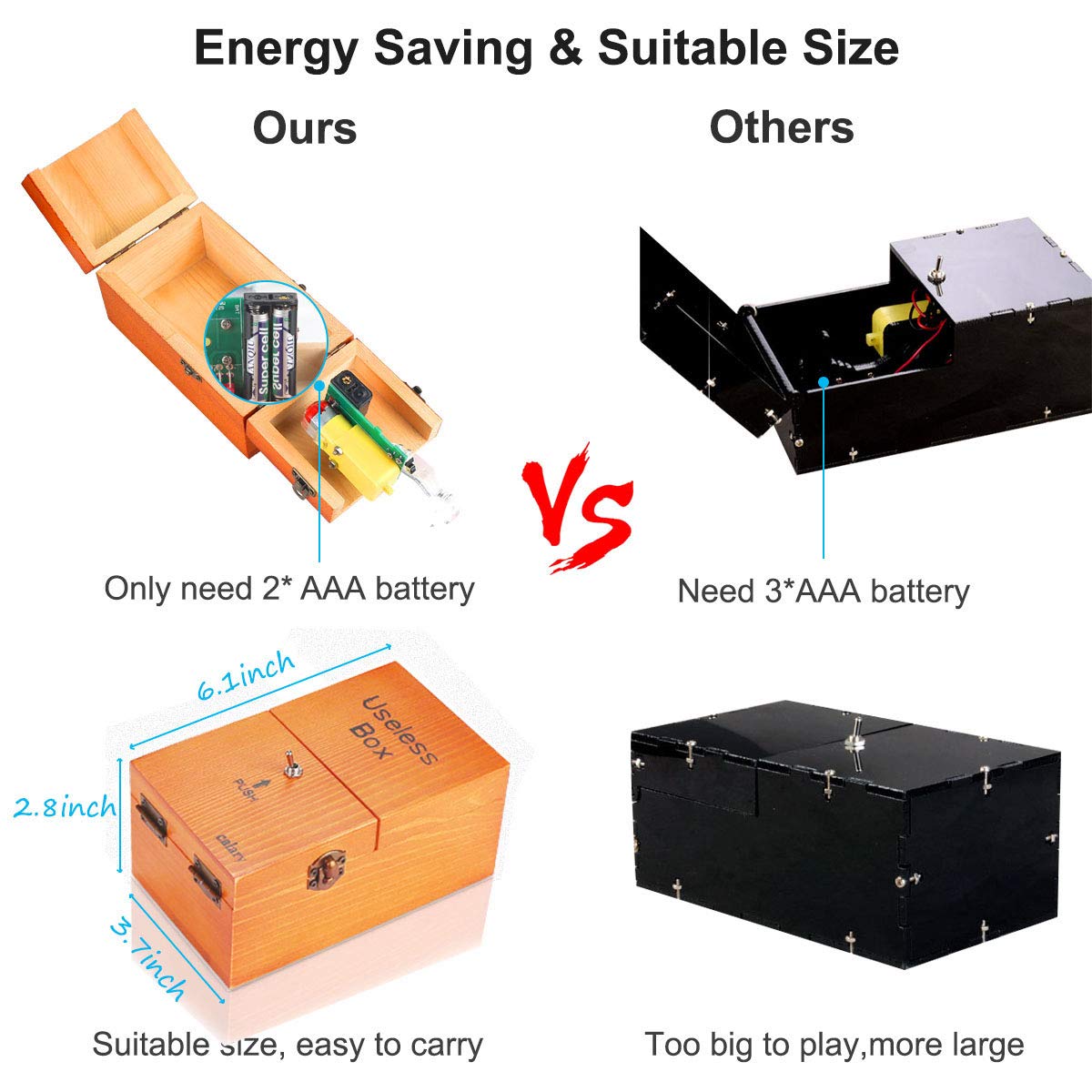 Calary Useless Box - Self-Turning Off Machine Fully Assembled in Box (Brown) | Fun Desk Gadget for Office & Home Entertainment
