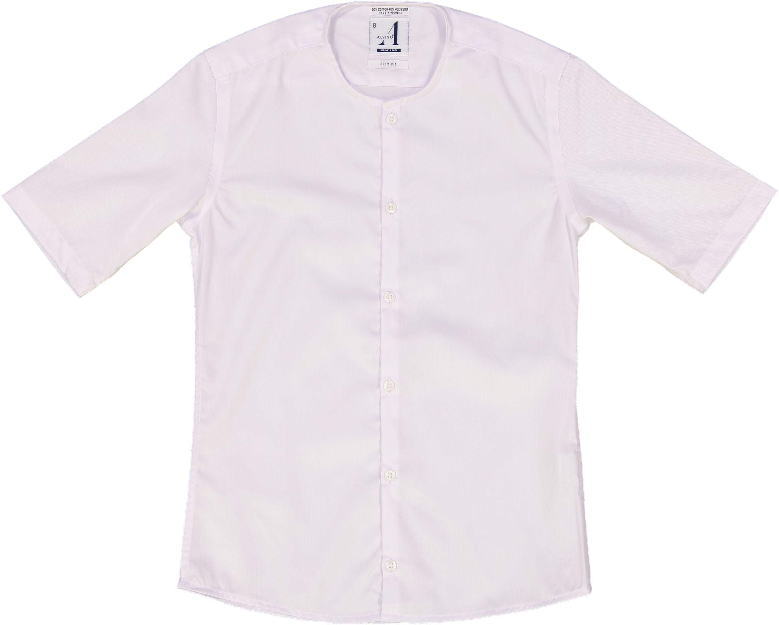 Boys White Short Sleeve Slim Fit Collarless Dress Shirt T601-BOSSN - Perfect for School Uniforms, Formal Occasions & Special Events