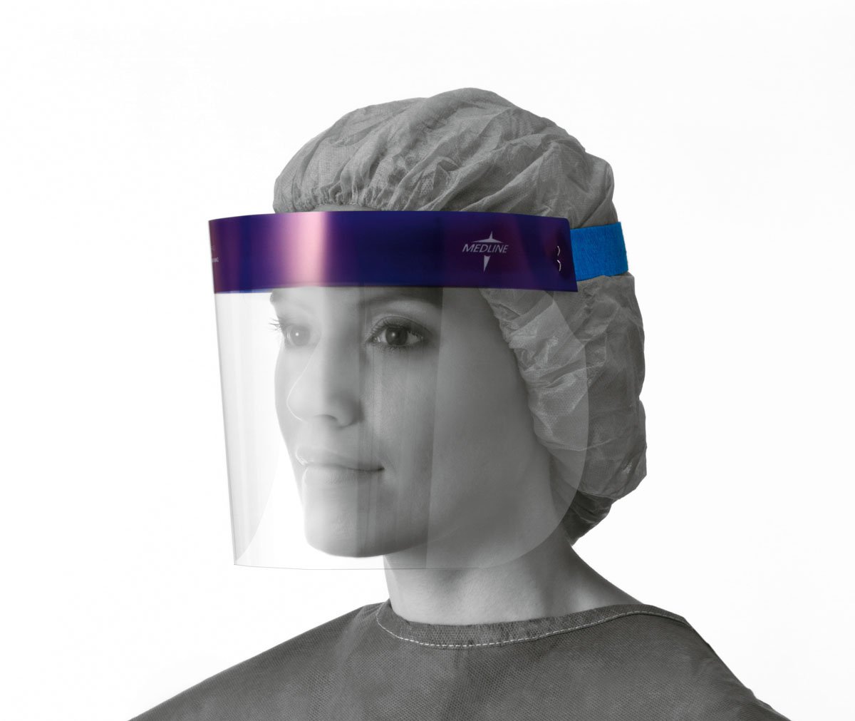 Medline Disposable Face Shield with Foam Top & Elastic Band - 3/4 Length, 6.5 Inches, Anti-Fog, Clear Polyester (Case of 96) - Ideal for Healthcare Workers, Food Service & Industrial Safety Protection