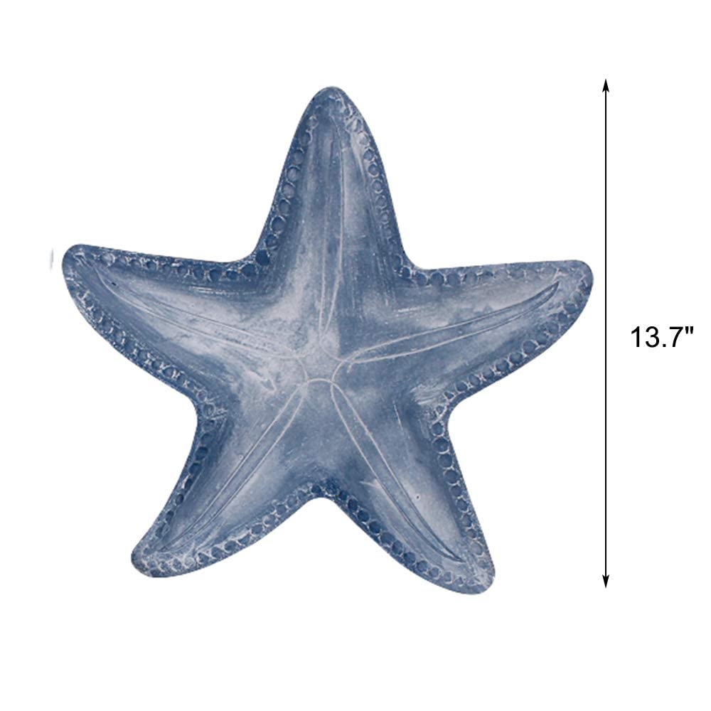 Decorative Starfish Candle Holders - 13.7 Inch Resin Tealight Tray for Table Centerpiece, Coastal Home Decor (Dark Blue) | Perfect for Beach Weddings, Bathroom Vanity, and Coastal-Themed Dining Room Decor