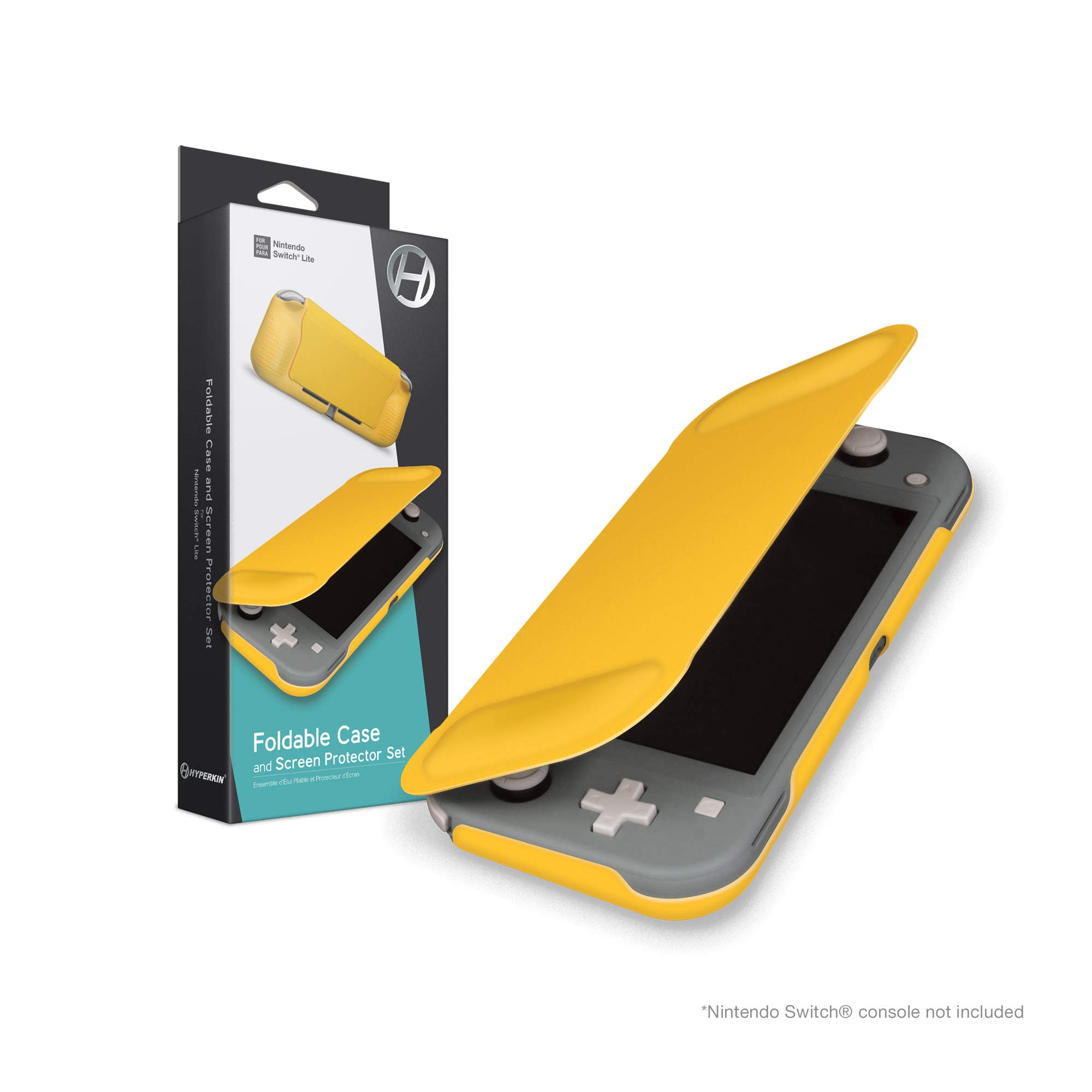 Hyperkin Foldable Case and Screen Protector Set for Nintendo Switch Lite (Yellow) - Protective Cover & Tempered Glass Shield - Perfect for Travel, Gaming On-The-Go & Console Protection