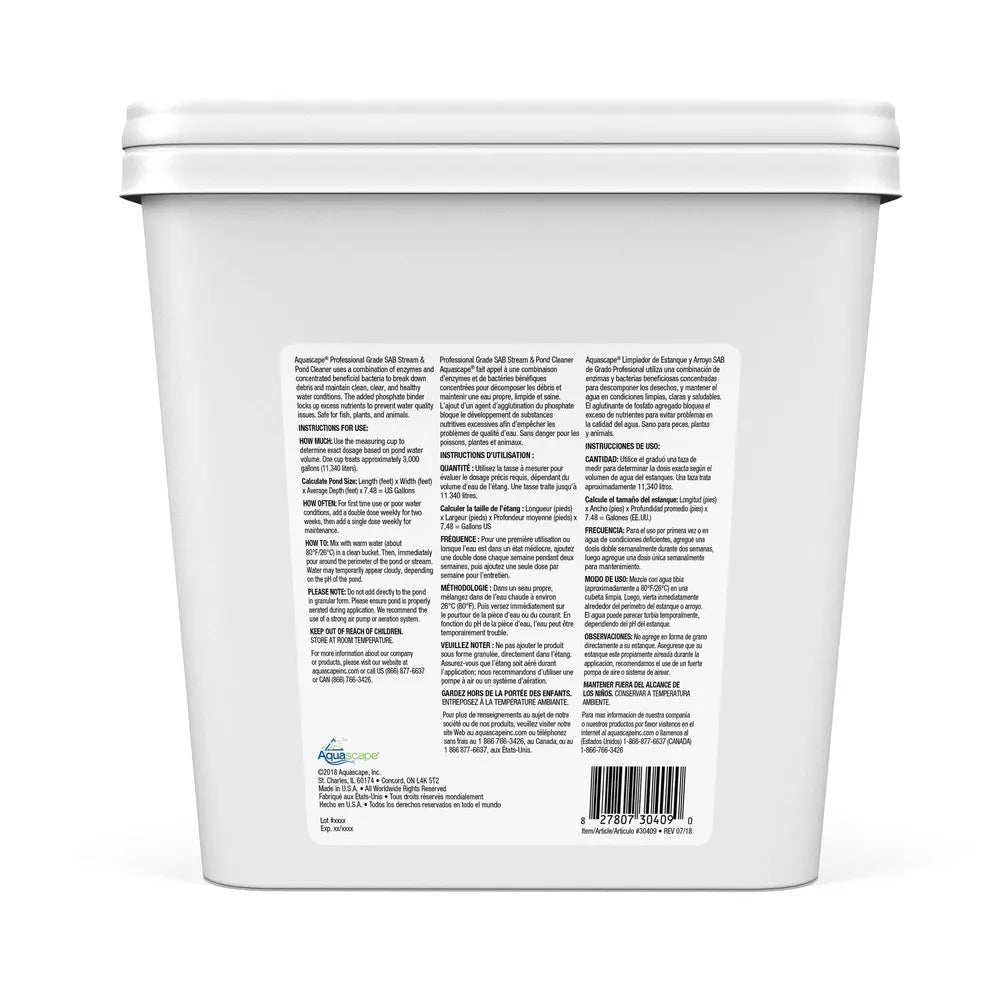 Professional Grade SAB Stream & Pond Cleaner - Effective Water Treatment for Lakes, Ponds & Fountains | Eco-Friendly Algae Control & Water Clarifier for Outdoor Water Features