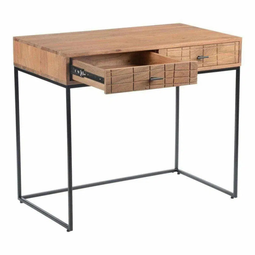35.5 Inch Natural Wood Modern Writing Desk - Home Office, Study Room & Workspace Essential for Productivity