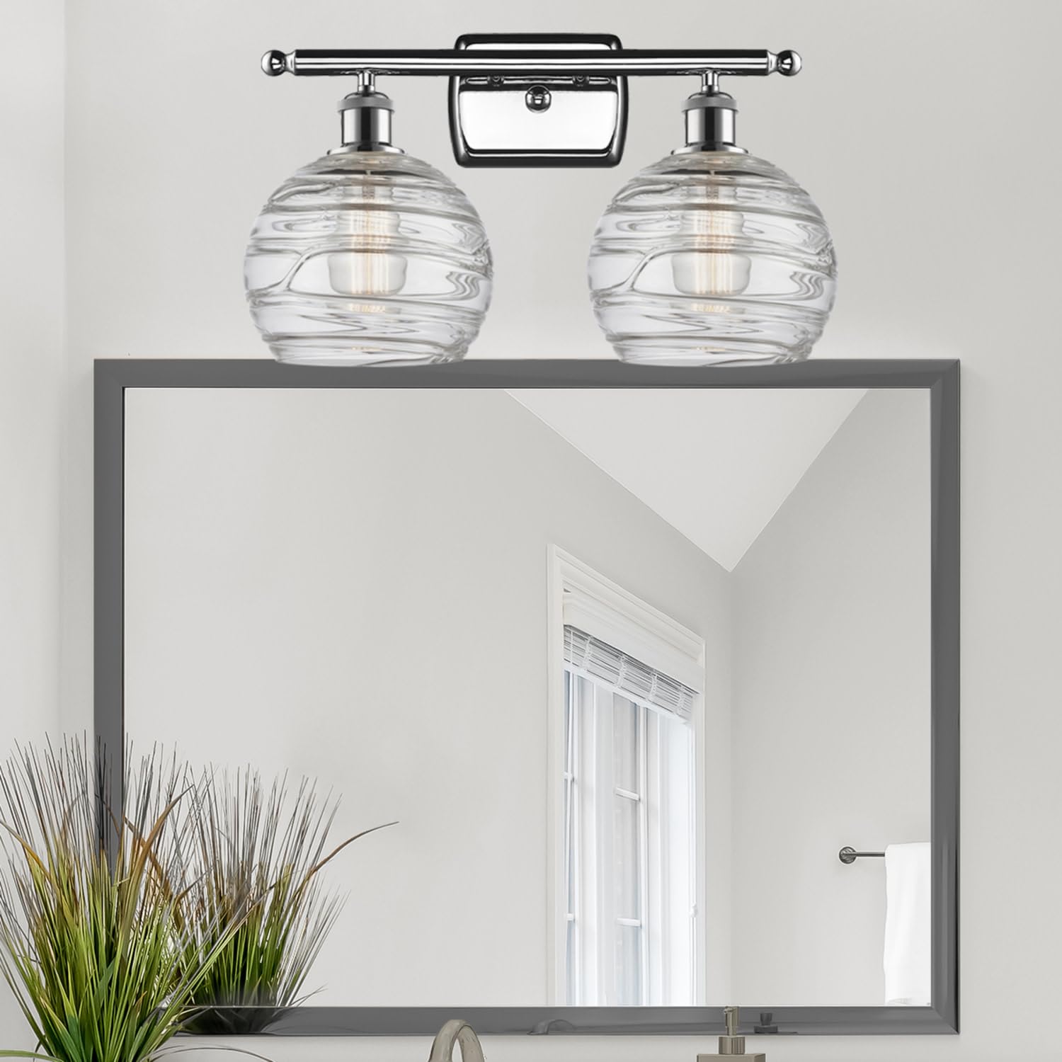Innovations Lighting 516-2W-AC-G1213-8 Deco Swirl 2-Light Bathroom Vanity Light - Ballston Collection - Perfect for Modern Bathroom & Powder Room Decor