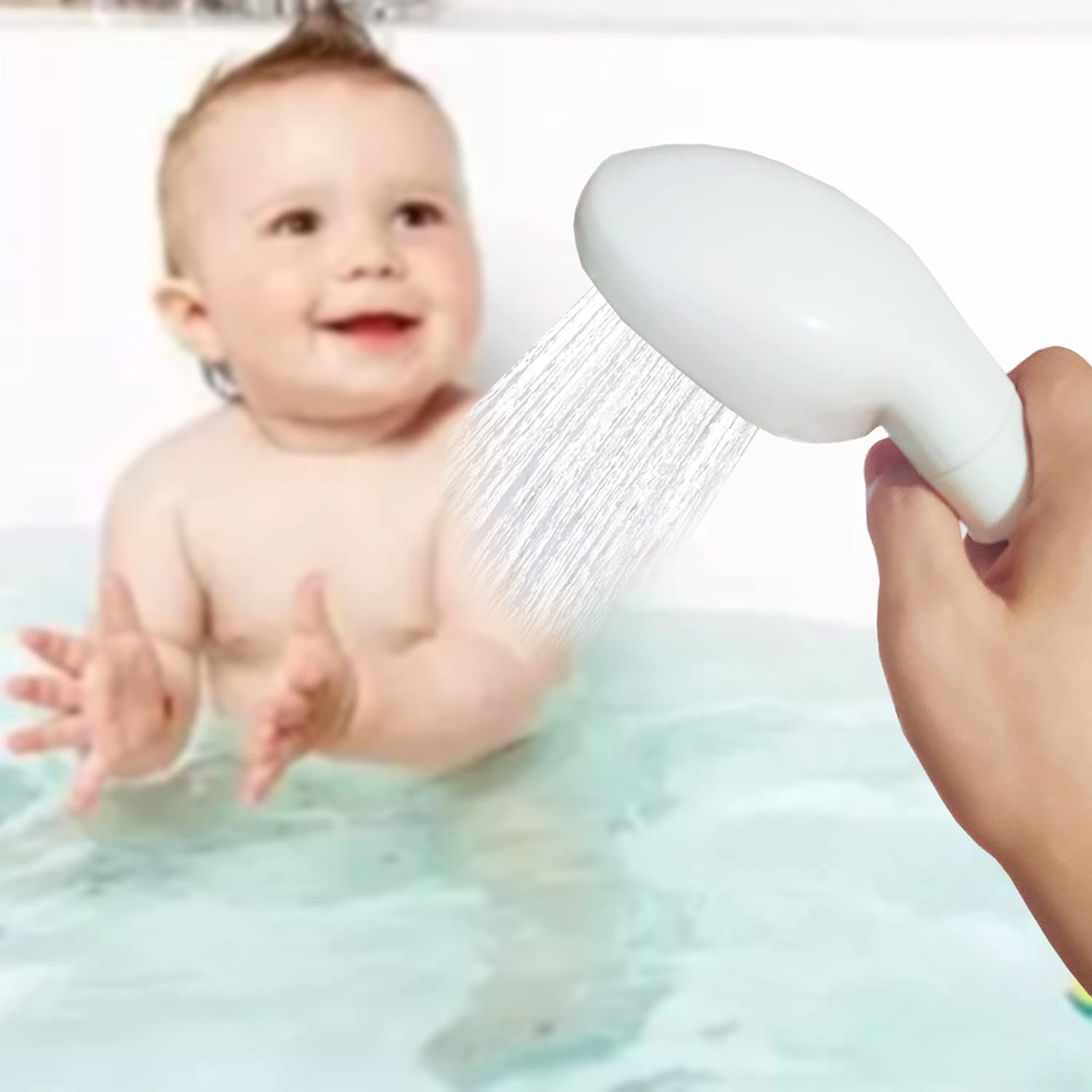 Portable Handheld Sink Hose Faucet Sprayer - Adjustable Shower Head for Baby Bathing, Pet Washing, Hair Rinsing & Vegetable Cleaning - Fits Round Faucets Under 0.9