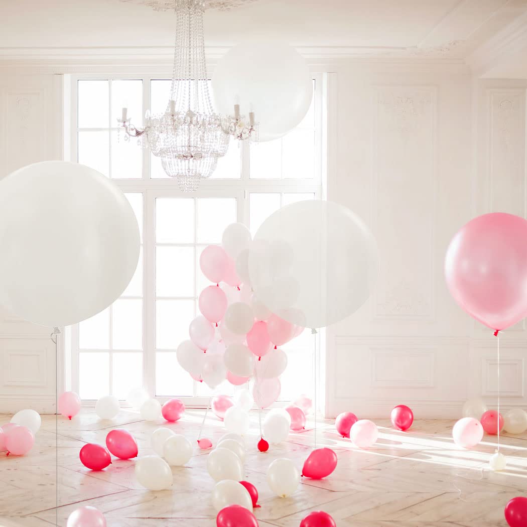 24 Inch Clear Latex Balloons for Stuffing - 5 Pack Jumbo Translucent Balloons for Helium, Strong & Durable - Perfect for Wedding Decorations, Baby Showers, Birthday Parties & Event Decor