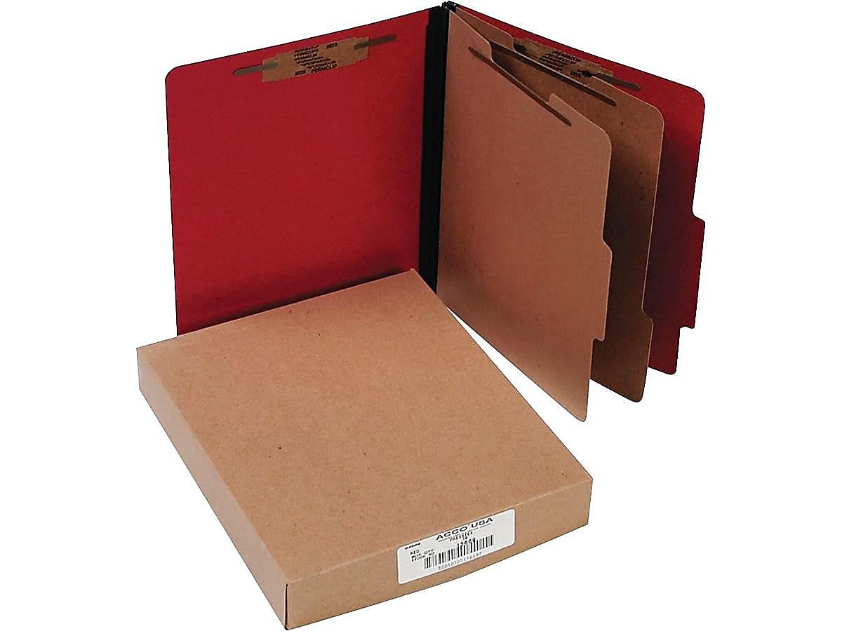 ACCO 15669 ColorLife PRESSTEX 6-Section Letter Size Classification Folders - Executive Red (10-Pack) - Perfect for Office Organization, School Supplies & Document Filing