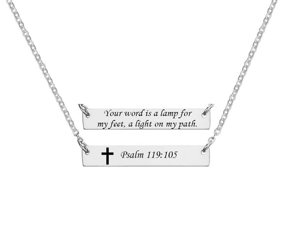Christian Bible Verse Necklace - Stainless Steel Inspirational Jewelry for Women | Graduation Gift