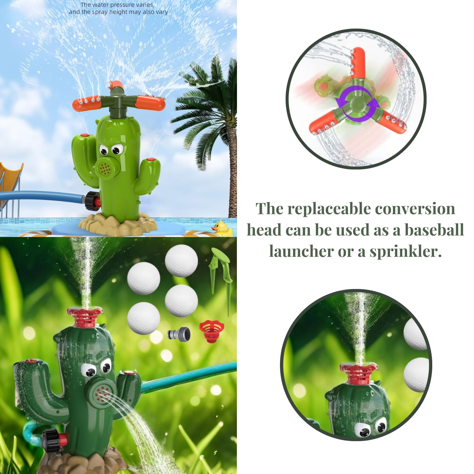 **3-in-1 Water Sprinkler Baseball Game Set for Kids – Outdoor Summer Fun with 3 Baseballs & Adjustable Sprinkler Heads – Perfect for Backyard, Lawn, Garden, and Pool Parties**