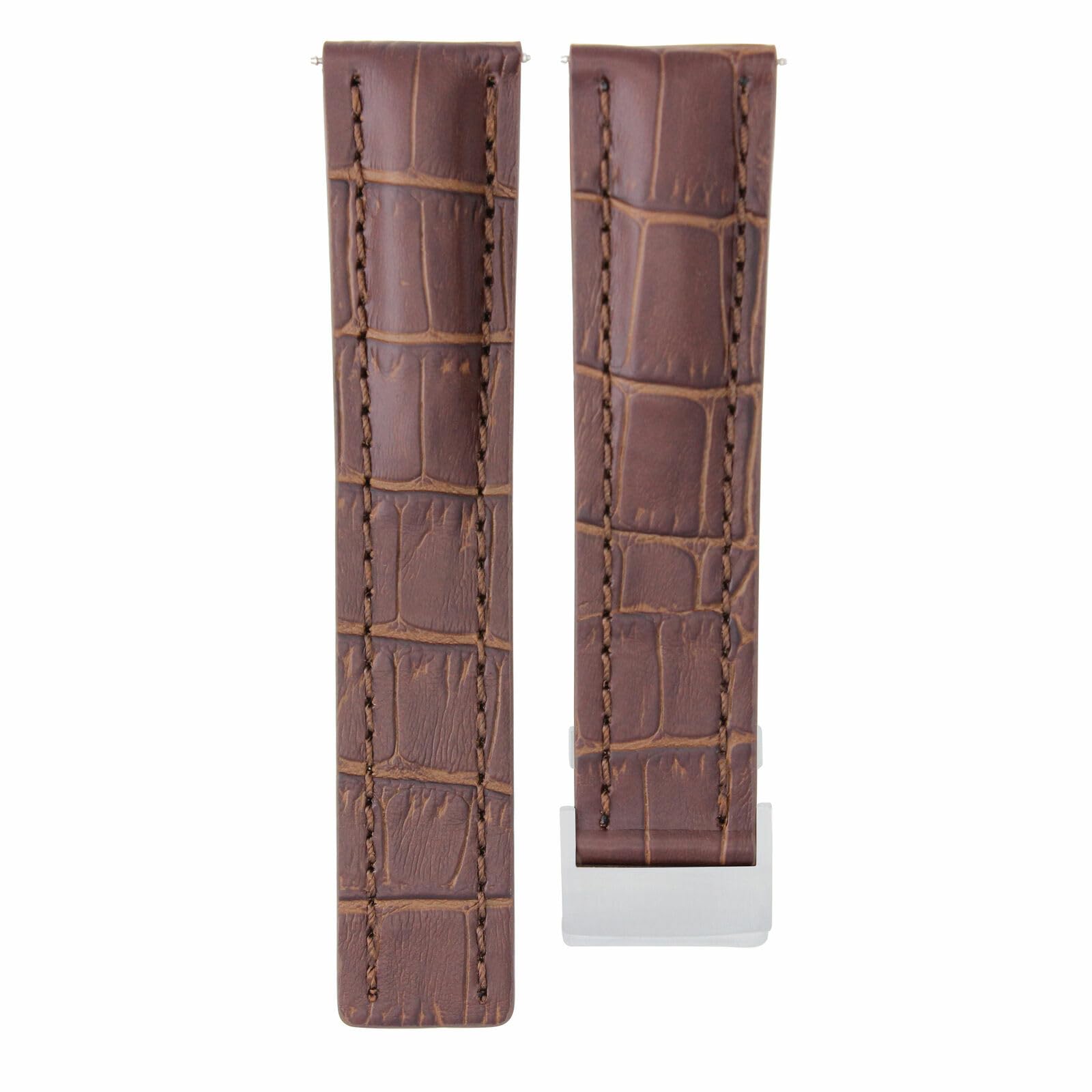 24mm Genuine Leather Watch Band Strap for Breitling Navitimer - Brown Deployment Clasp Replacement - Durable & Comfortable for Daily Wear & Dress Watches