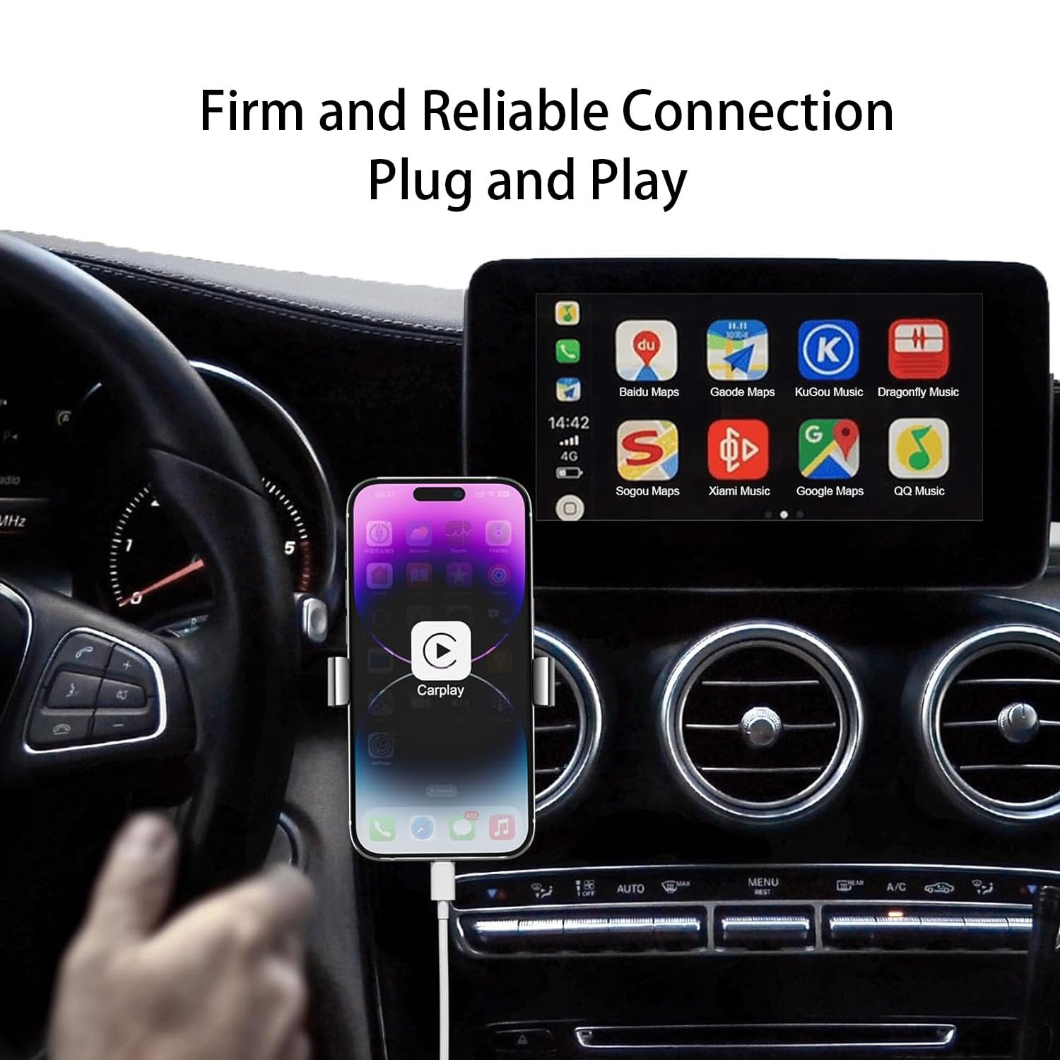 1.6ft Short USB A to Lightning CarPlay Charger Cable - Fast Charging Cord Compatible with iPhone 14/14 Plus/14 Pro Max/13/12/11/8/7/SE/XS/XR & iPad 9/8/7/6/5/4/Air 3/Mini - Perfect for Car Charging & Safe Driving
