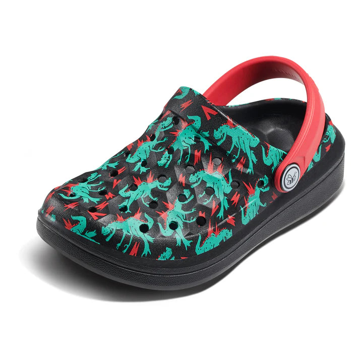 Joybees Dino Bolt Red Kids' Varsity Clogs - Comfortable Slip-On Shoes for Boys & Girls - Perfect for School, Playground & Outdoor Activities
