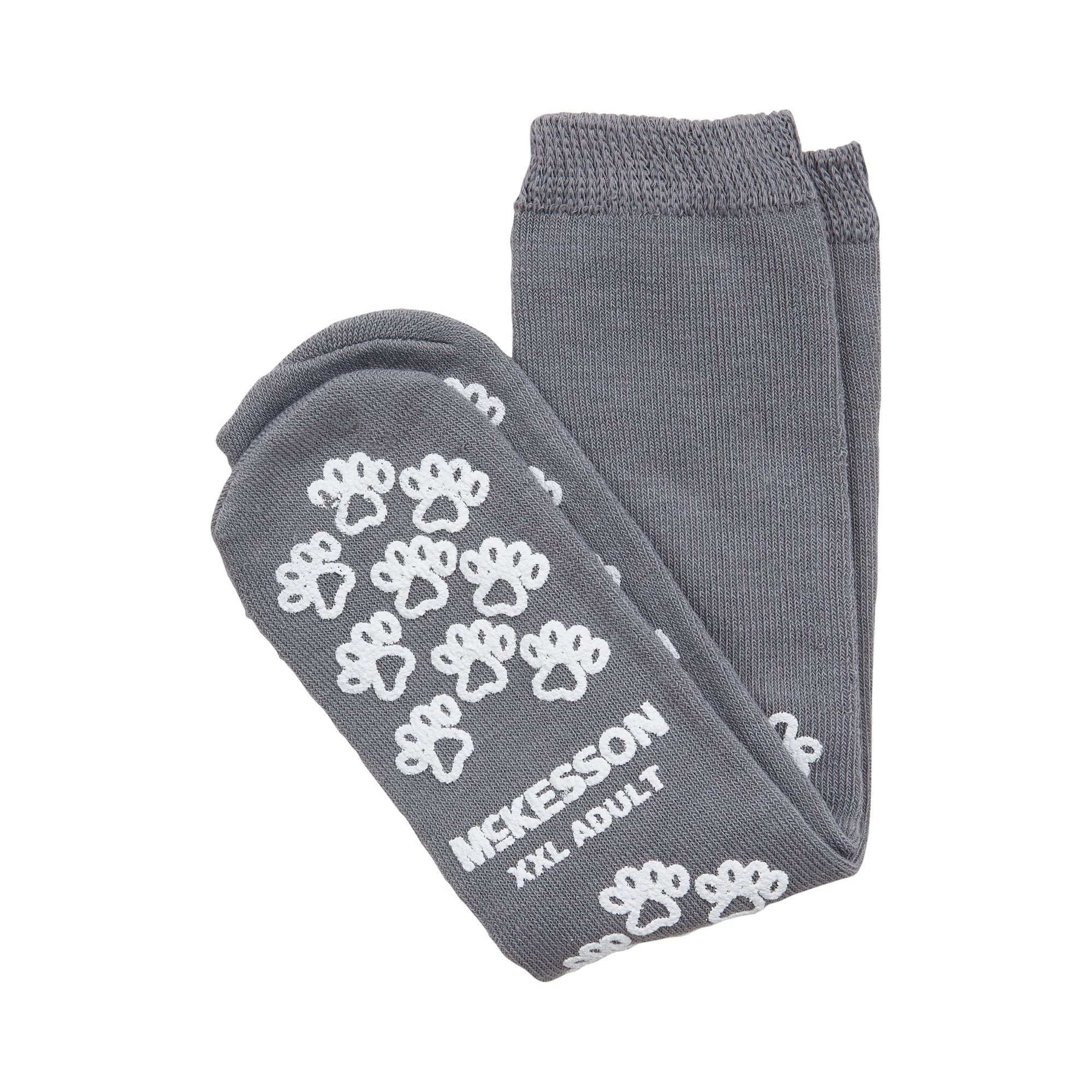 McKesson Non-Slip Terry Slipper Socks for Adults - Grey, Shoe Size 10.5-11.5, 96 Pairs - Cozy Indoor & Hospital Grip Socks for Home, Nursing, and Recovery Comfort