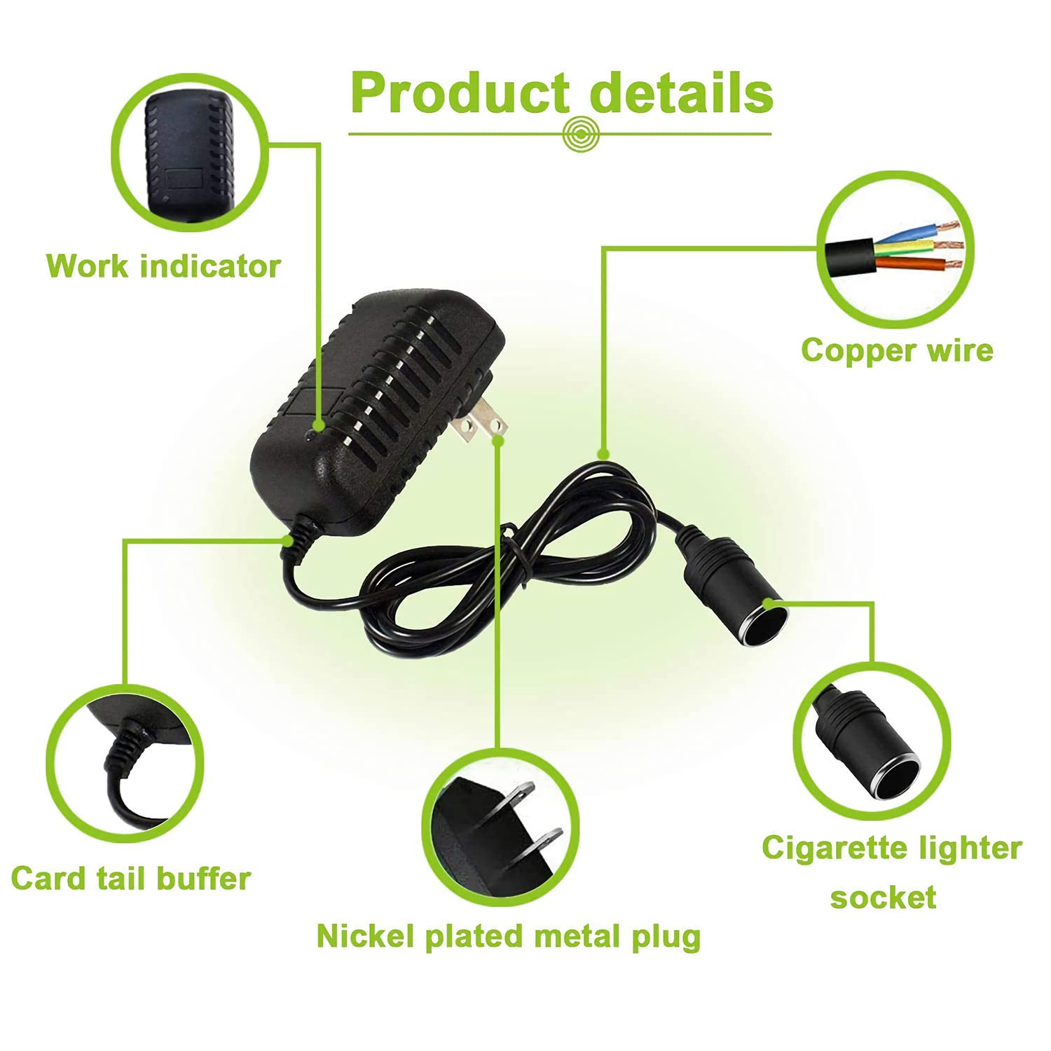 12V AC to DC Power Adapter Converter - 110V-240V to 12V 2A 24W Car Cigarette Lighter Wall Charger for Car Electronics, Shaver, Camera, Speaker, Echo Dot - Perfect for Home, Hotel & Travel Use