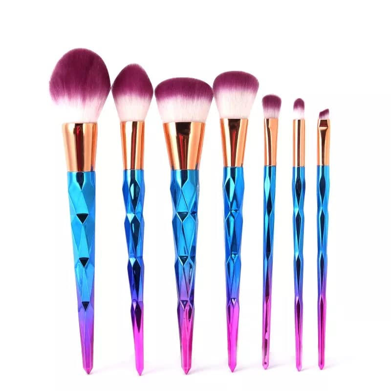 HUDACRUSH BEAUTY 7-Piece Rainbow Gradient Diamond Makeup Brush Set - Professional Cosmetic Brushes for Eyeshadow, Blending, Contouring & Foundation - Perfect for Makeup Artists & Beginners