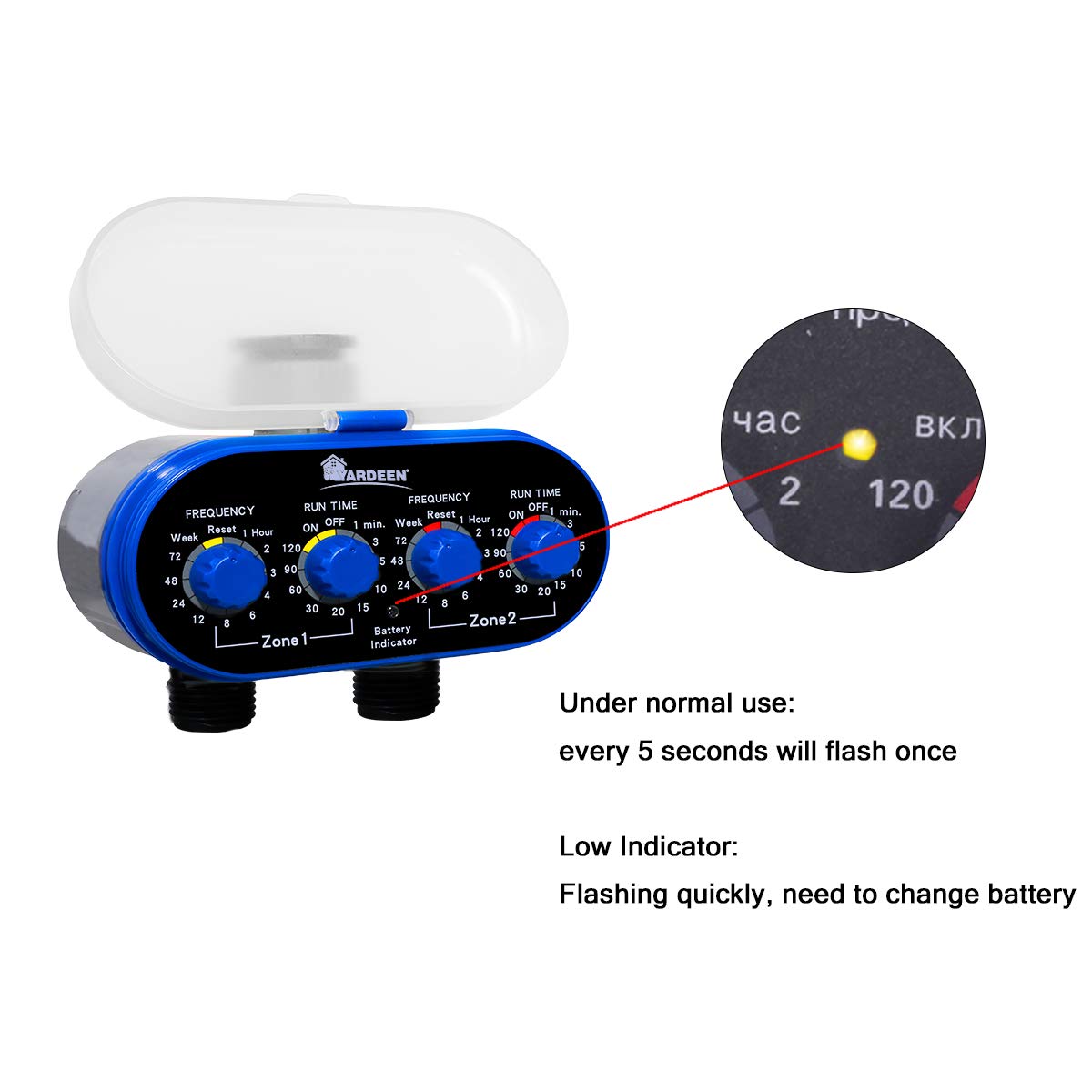 Automatic Dual Outlet Water Timer for Garden Irrigation System - No Water Pressure Required - Perfect for Lawn, Flower Beds & Drip Irrigation