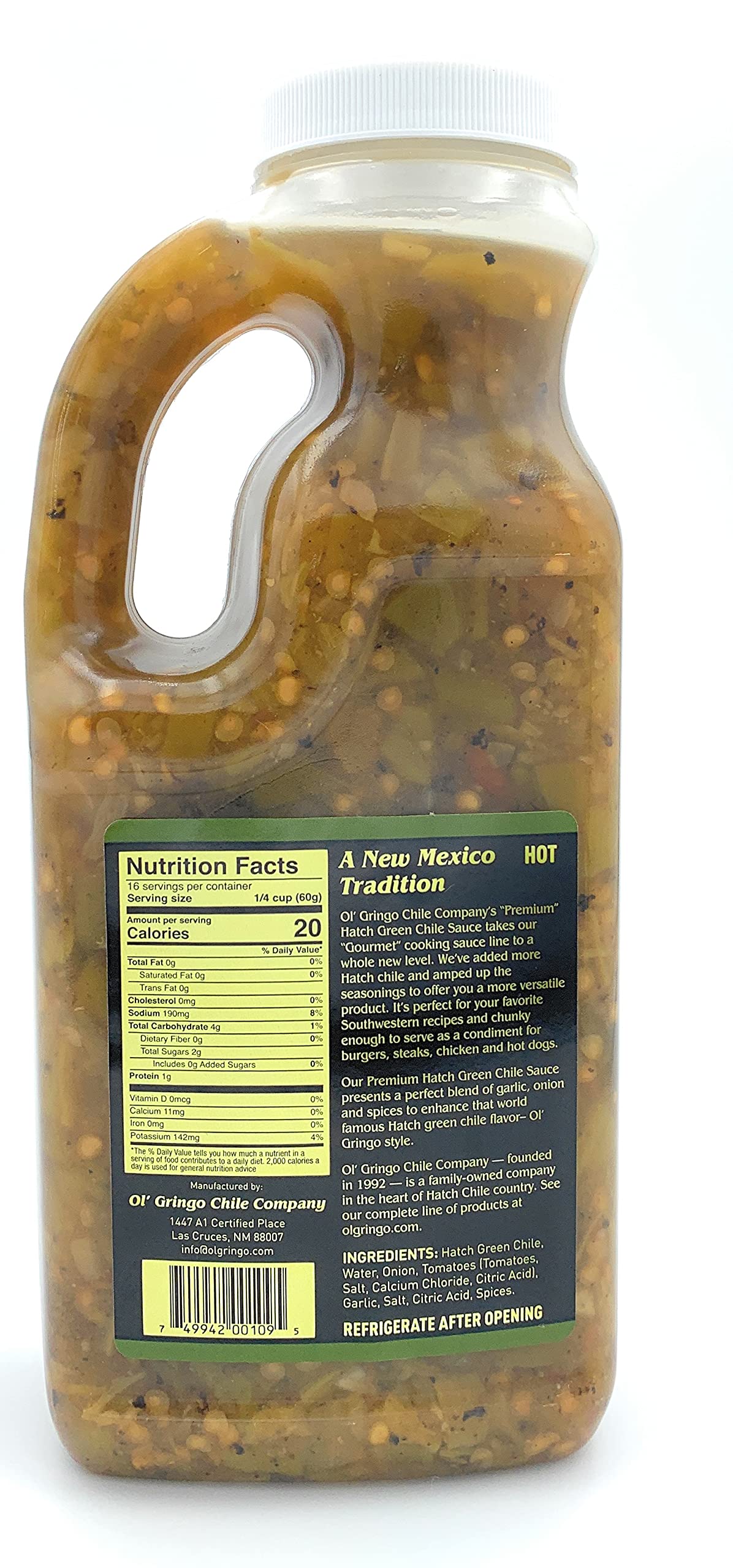 Ol' Gringo Chile Company Premium Hatch Green Chile Sauce - Spicy Hot Flavor - 35oz Bottle - Perfect for Tacos, Burritos & Southwestern Cooking