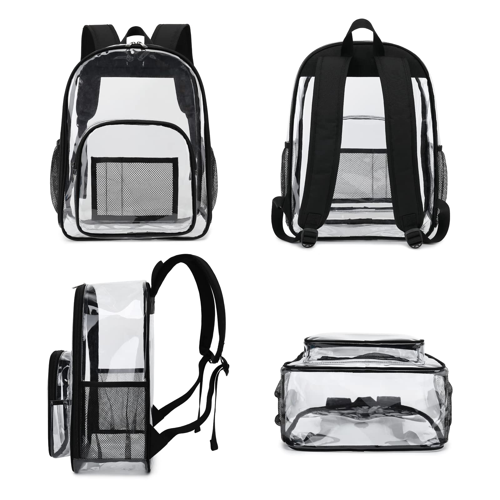 Heavy Duty Clear PVC Transparent Backpack for Men & Women - Durable See-Through School Bookbag for Teen Boys & Girls (Black) - Perfect for School, Travel, Work & Security Checkpoints