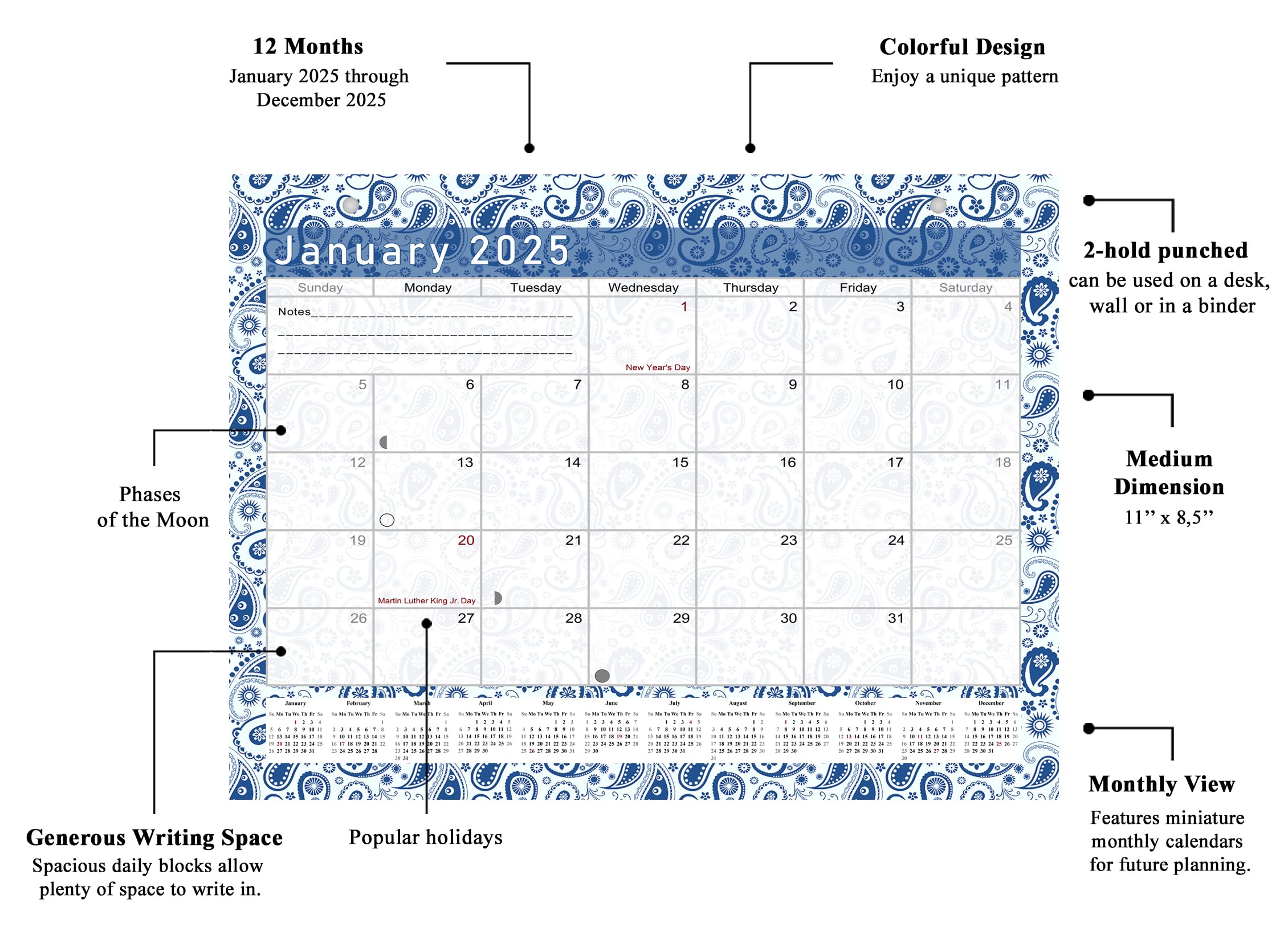2025 Monthly Magnetic & Desk Calendar - 12-Month Wall & Desktop Planner with Stickers - Perfect for Office, Home & School Organization (Edition #21)