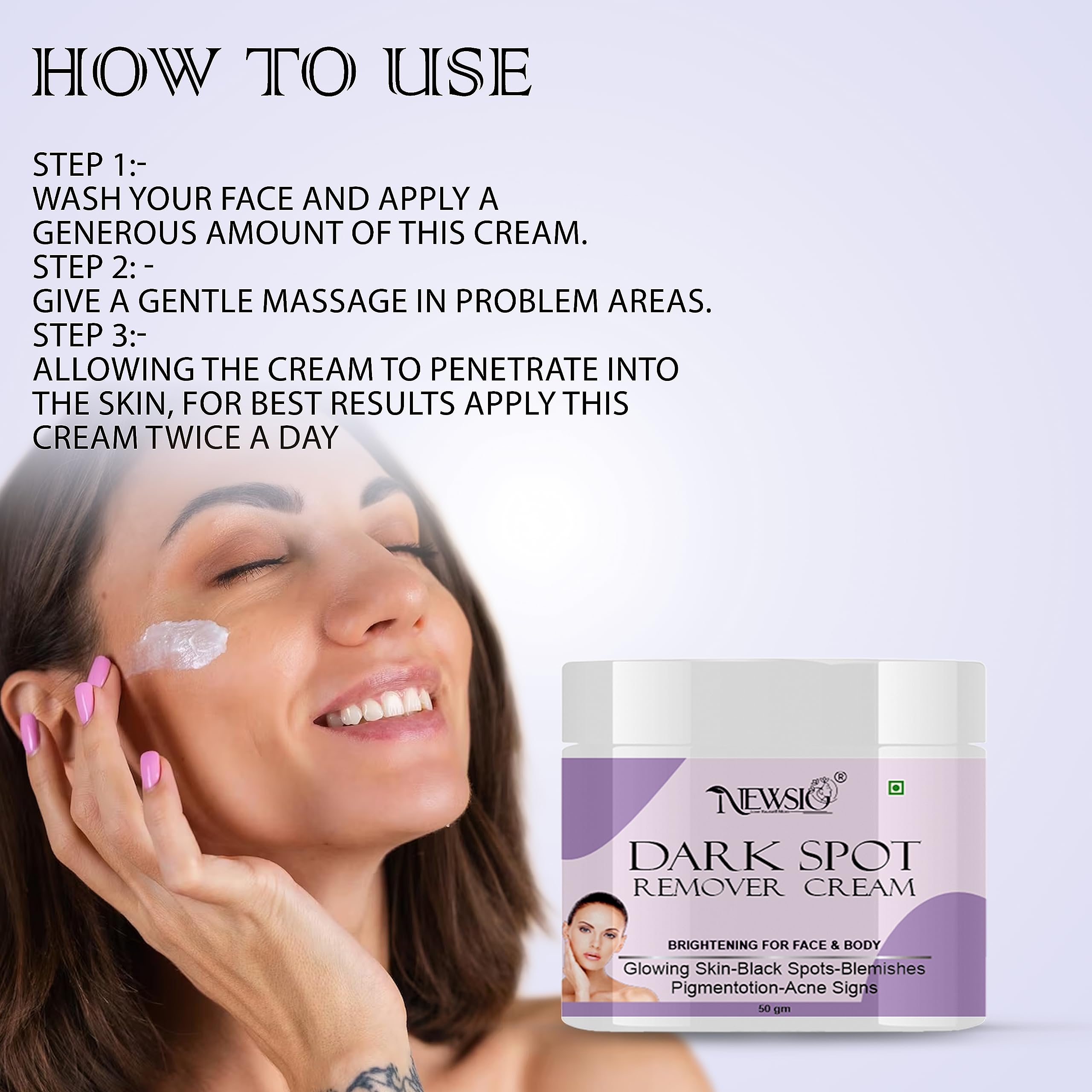 Newsio Dark Spot Corrector Cream - Brightening & Lightening Treatment for Pimple Marks, Acne Scars, Uneven Skin Tone, Pigmentation & Blemishes (2 x 100g Jars) | Fades Dark Spots & Hyperpigmentation | Perfect for Daily Skincare Routine & Post-Acne Care