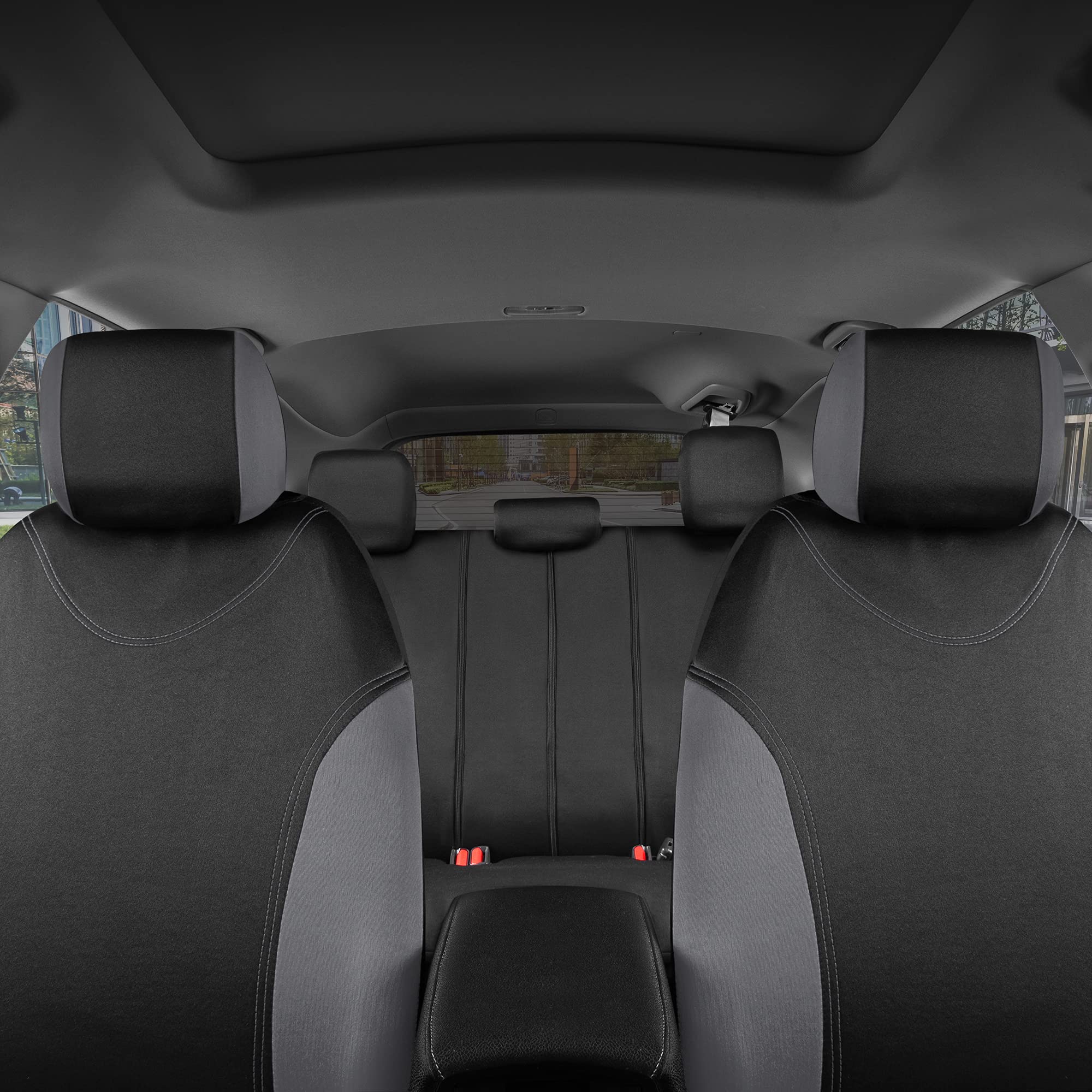 BDK UltraSleek Gray Car Seat Covers Set for Auto/Truck/SUV - Premium Interior Accessories for Driving Comfort