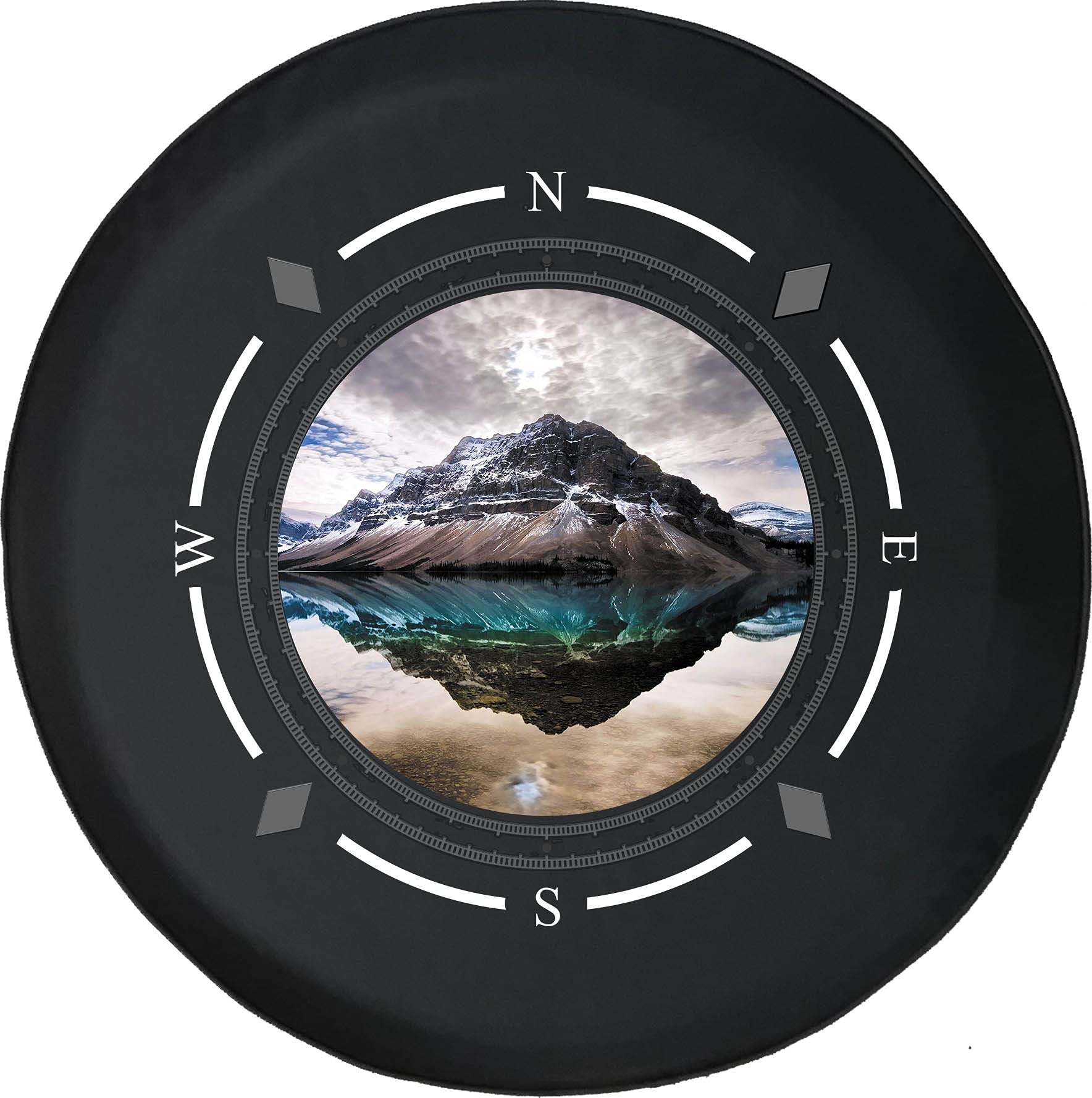 Premium American Unlimited Spare Tire Cover with Compass & Iceberg Mountain Design - Universal Fit for SUVs, Trailers, RVs & Most Vehicles | Durable Wheel Protection for Off-Road Adventures & Camping Trips