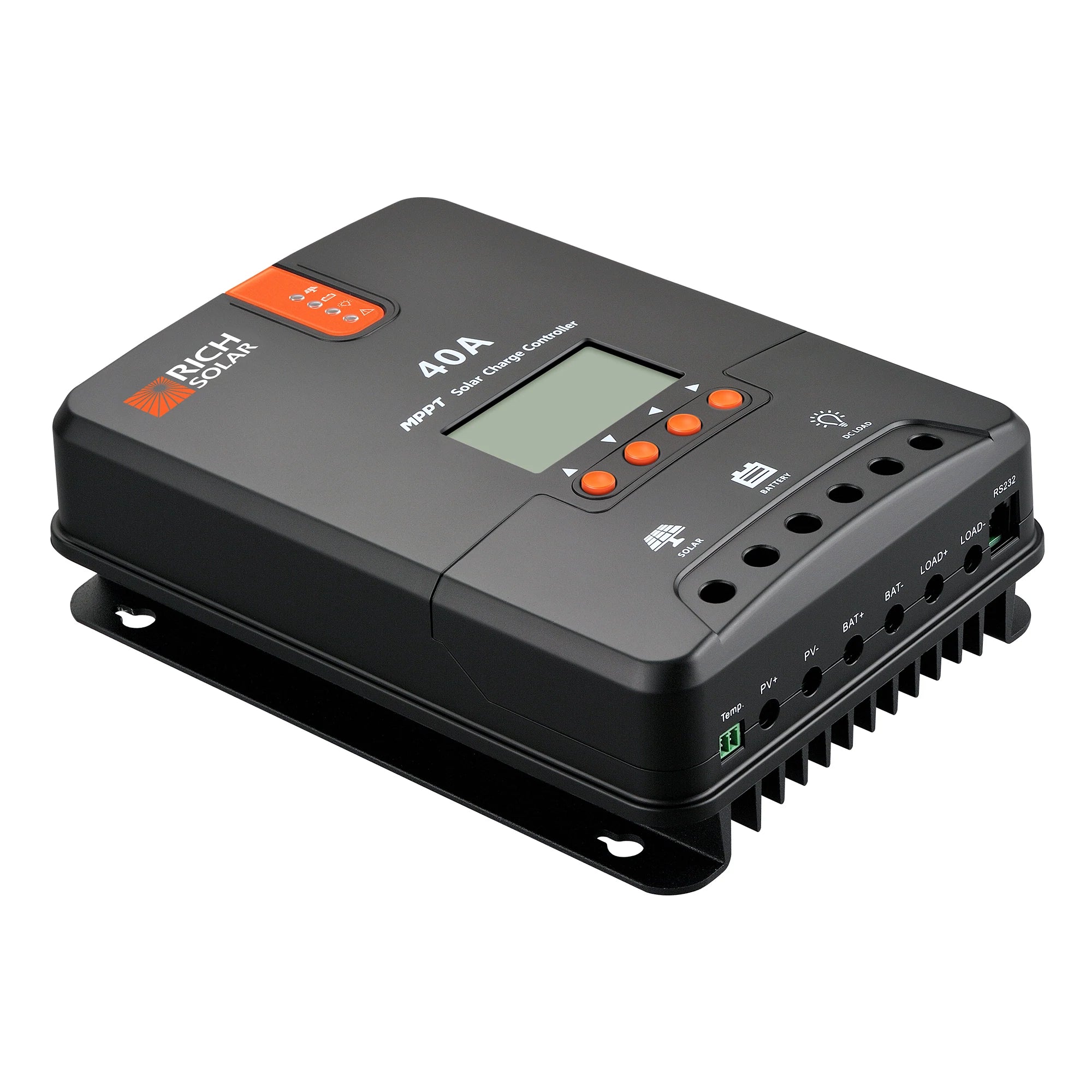 Rich Solar 40 Amp MPPT Solar Charge Controller for RV, Boat, Off-Grid System - High Efficiency Solar Panel Regulator with LCD Display