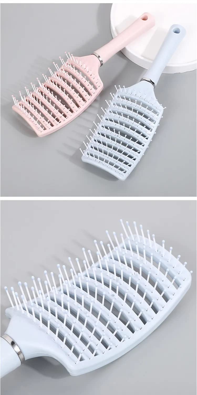 Professional Curved Vent Hair Brush & Detangler for Men & Women - Faster Blow Drying, Smooth Styling for Long Thick Curly Straight Wet or Dry Hair (Blue) | Perfect for Salon, Home & Travel Use