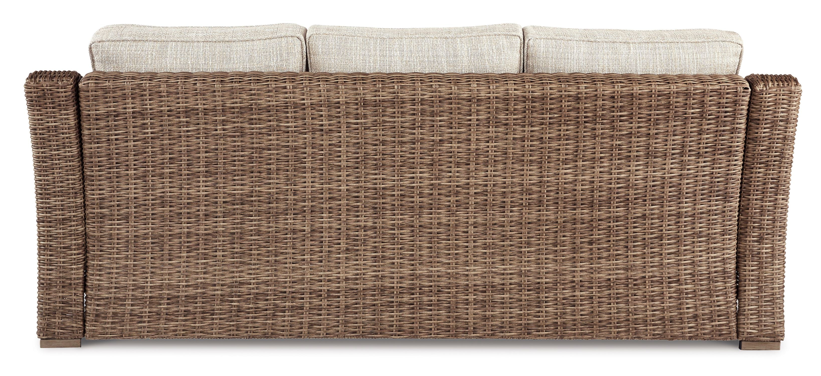 Beachcroft Outdoor Sofa in Beige & Brown - Water-Resistant Patio Furniture for Backyard, Poolside & Garden Relaxation