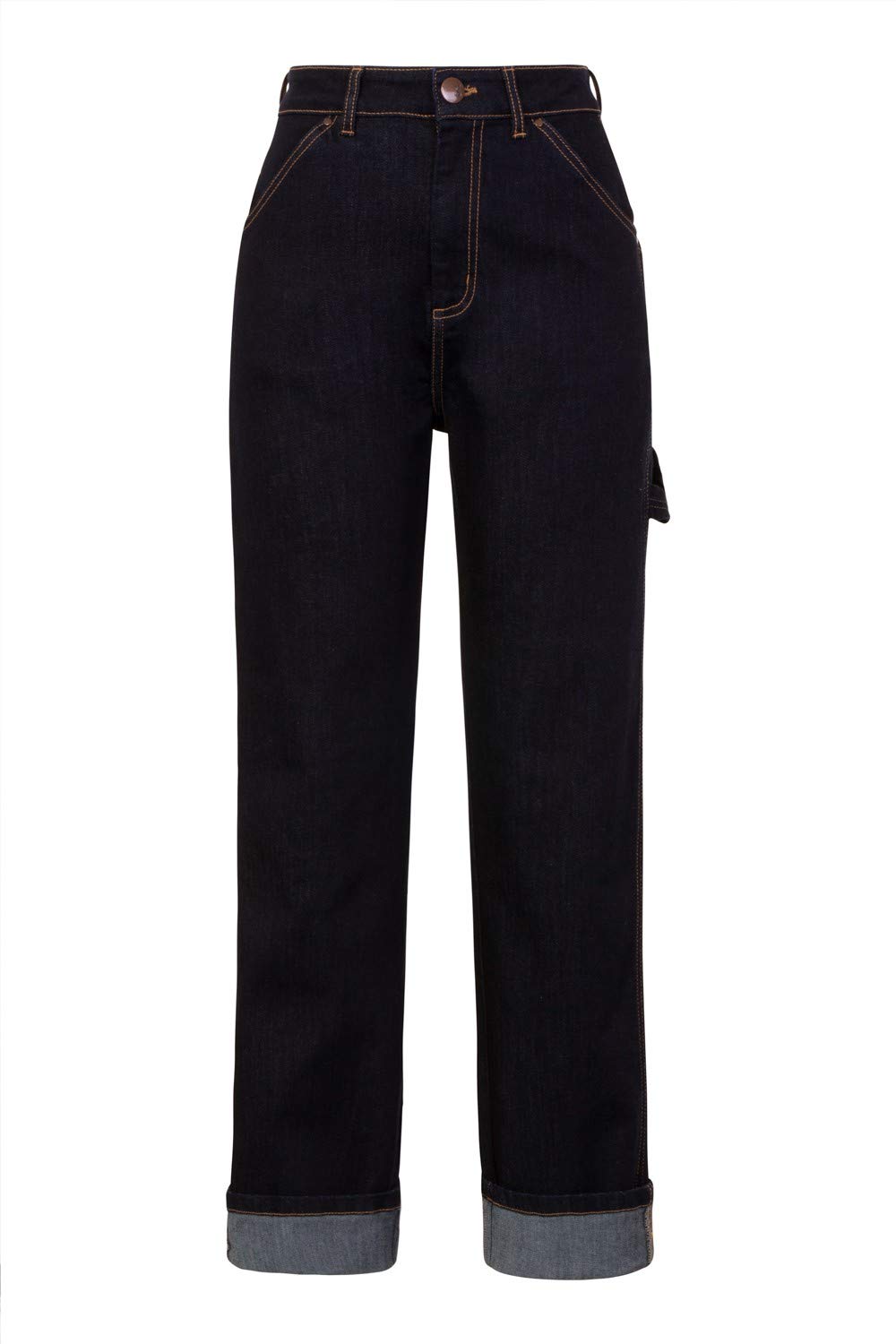 Hell Bunny Carpenter Denim Jeans - 1940s 1950s Vintage Retro High Waisted Rockabilly Pants for Women - Perfect for Pinup, Swing Dance & Vintage Fashion Outfits