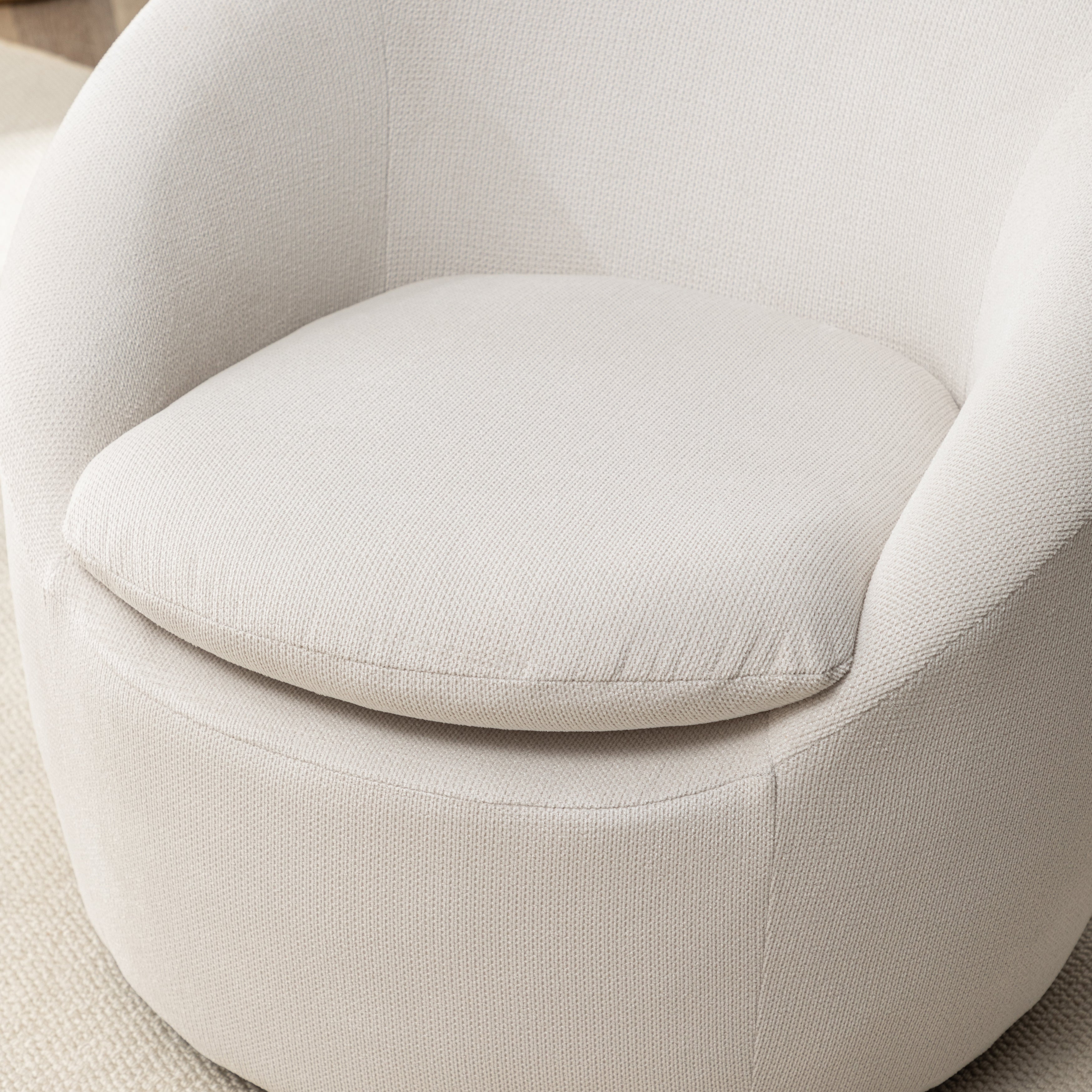 Roundhill Furniture Winnie Modern Barrel Chair - 360° Swivel Accent Chair with Upholstered Seat & Metal Base for Living Room, Bedroom or Office