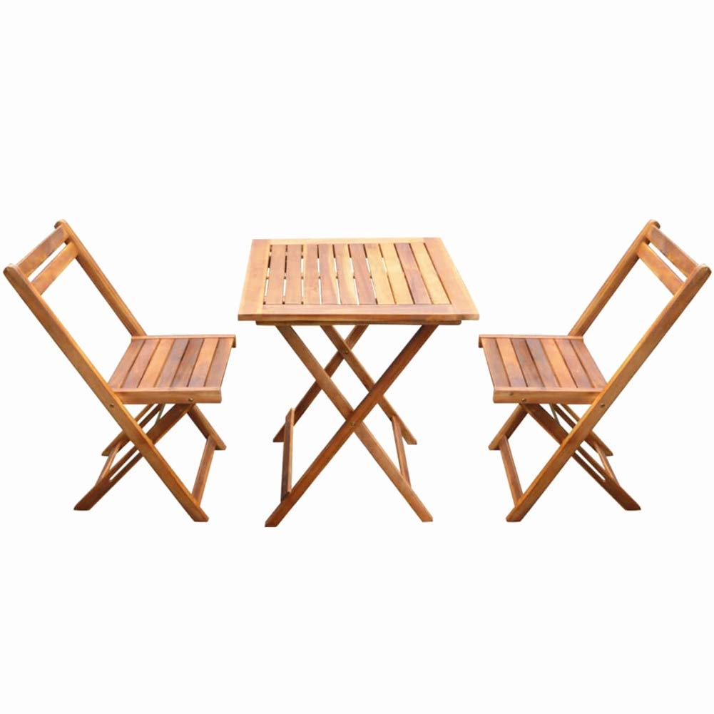 3-Piece Acacia Wood Bistro Table Set for Outdoor Patio - Solid Wood Dining Furniture Without Cushions - Perfect for Garden, Balcony, and Backyard Relaxation