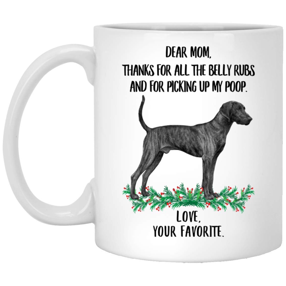 Lovesout Funny Saying Plott Hound Black Coffee Mug - 11oz White Ceramic Cup with 'Thanks For The Belly Rubs' Print - Perfect Gift for Dog Lovers, Mom, Christmas 2024 - Great for Coffee, Tea, Hot Chocolate at Home or Office