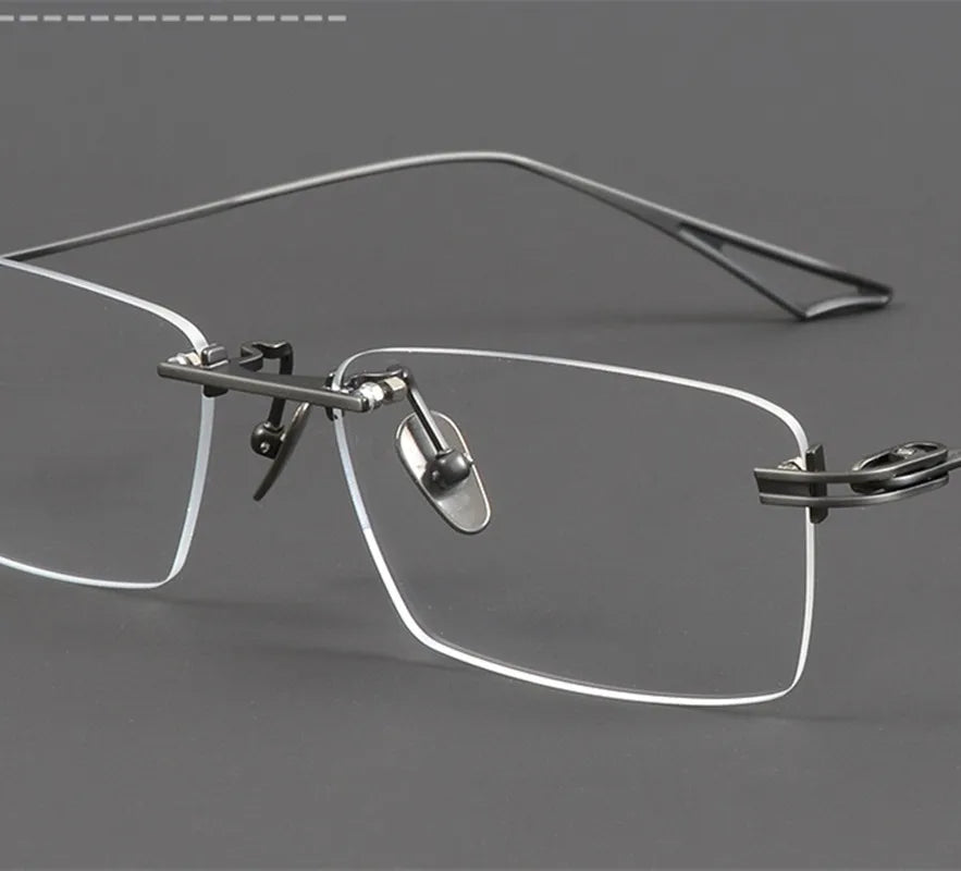 Aimee Unisex Rimless Big Square Titanium Eyeglasses 30419 - Lightweight Durable Frame for Men & Women - Perfect for Reading, Work, and Everyday Fashion