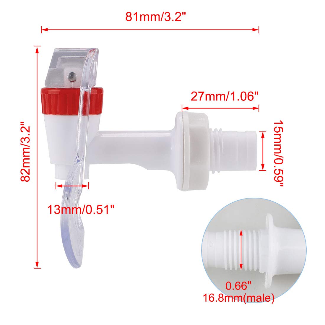 uxcell Red and Blue Plastic Water Cooler Faucet - Hot & Cold Water Dispenser Spigot with Adapter (2 Pack) - Perfect for Office, Home, or Commercial Water Cooler Replacements