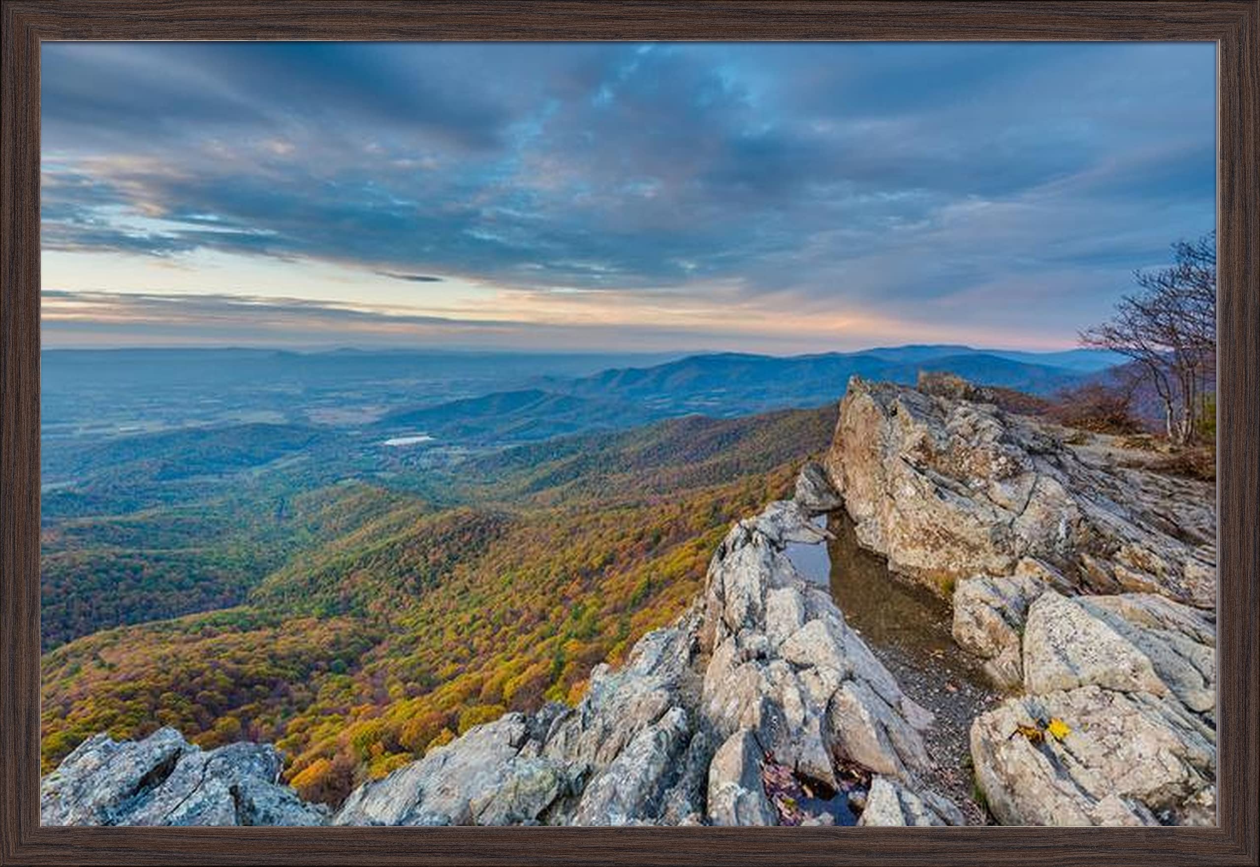Virginia Little Stony Man Cliffs Appalachian Trail Shenandoah National Park 36x24 Giclee Art Print - Gallery Framed Espresso Wood Wall Decor - Perfect for Living Room, Office & Mountain Cabin Decor