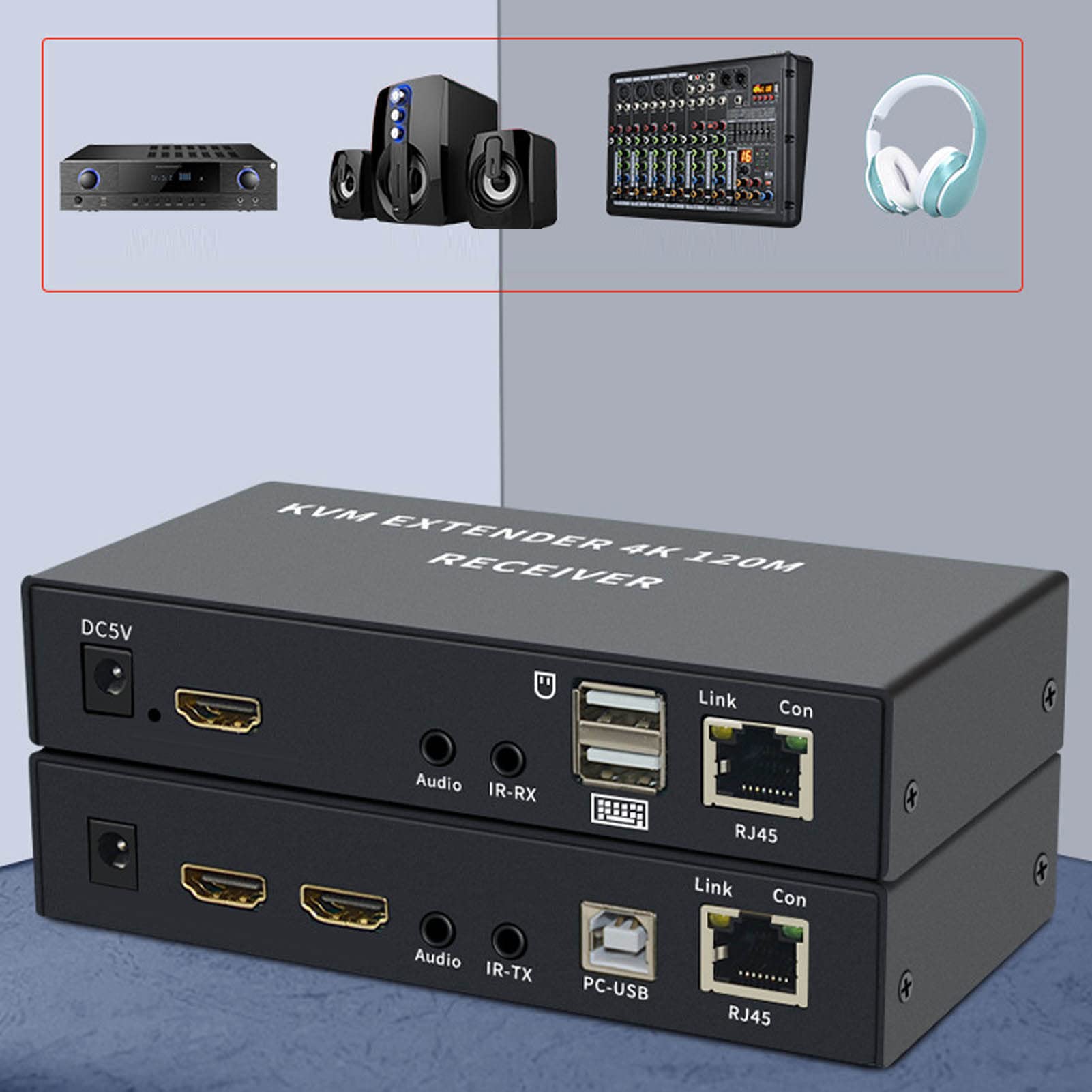 4K USB KVM Switch Extender - Cat5e/6 Cable Support up to 120M, Plug & Play, Infrared Remote - Connect Keyboard, Mouse, PC, Laptop & PS3/4 (US Plug) | Ideal for Home Office, Gaming Setup & Multi-Computer Workstations
