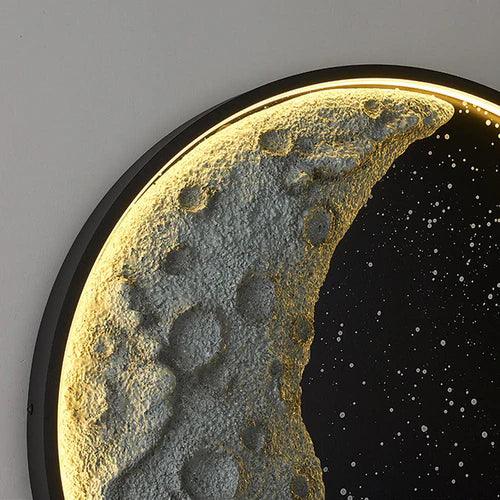 Modern Round LED Wall Lamp - Space Black & White Decorative Light for Bedroom, Living Room, and Hallway - Energy Efficient Ambient Lighting