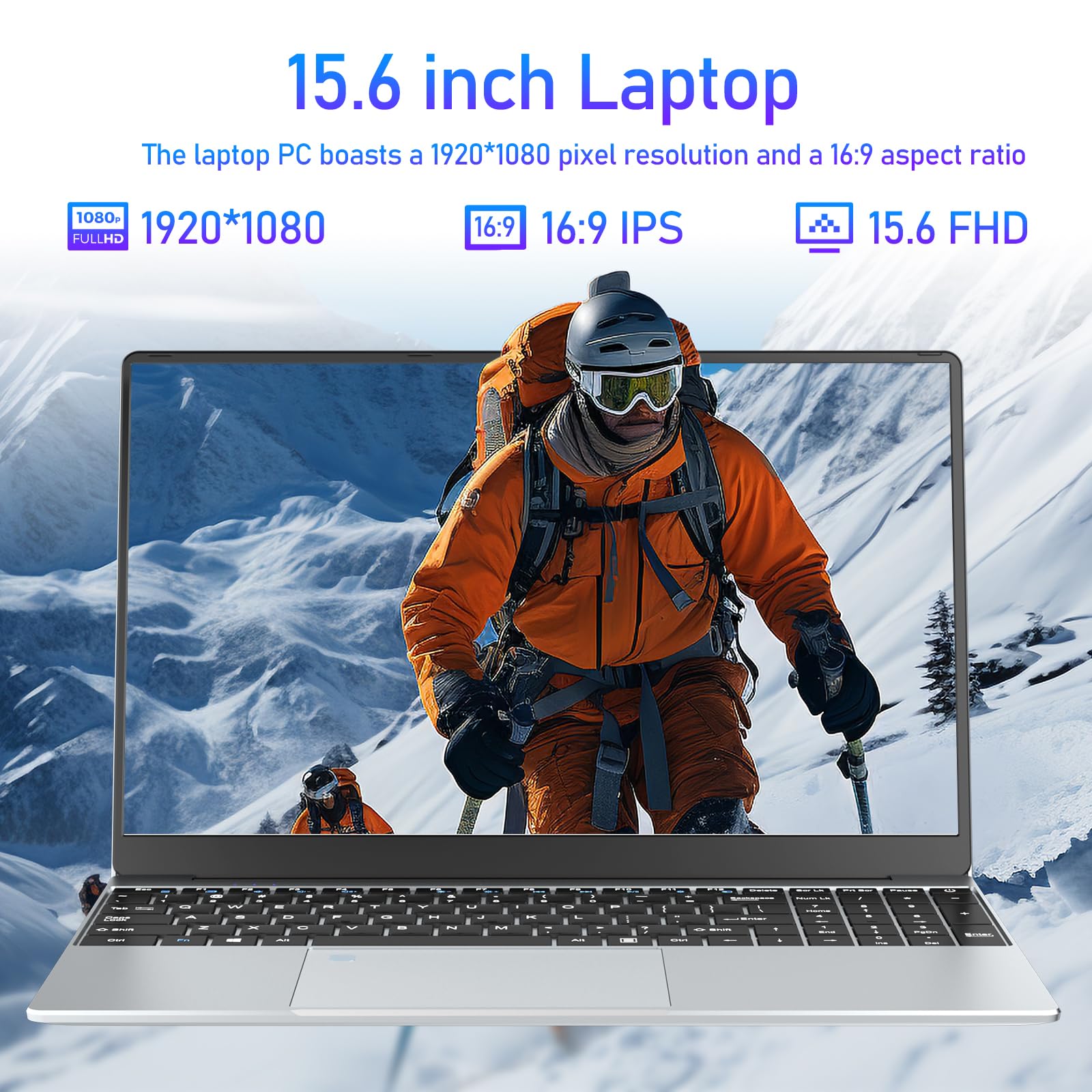 15.6 Inch Gaming Laptop with Celeron N5095 Processor, 16GB RAM, 512GB SSD, FHD 1920x1080 Display, 180° Hinge, Fingerprint Unlock & Backlit Keyboard - Perfect for Gaming, Work & Study