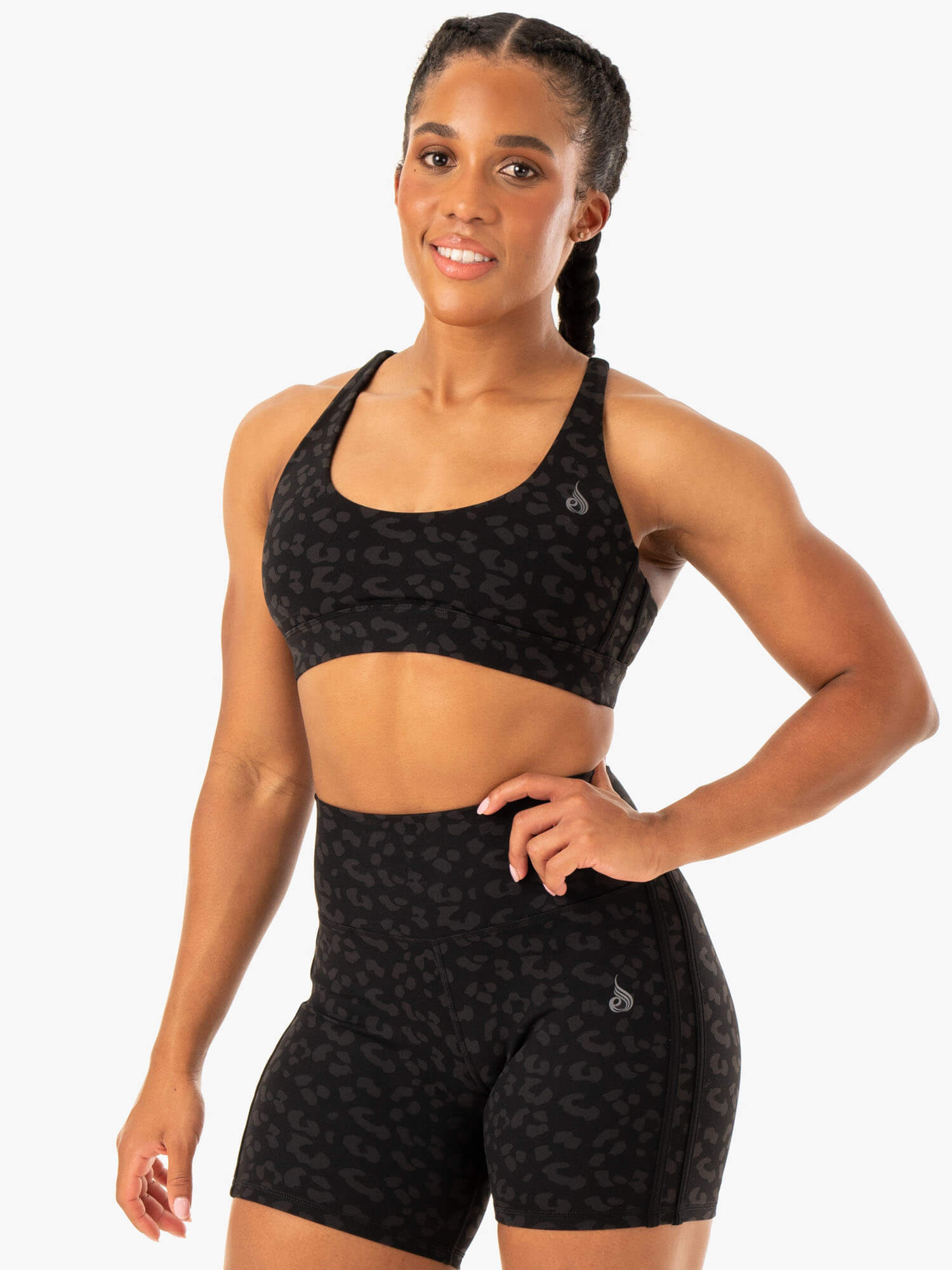 Evolution High Support Sports Bra - Black Leopard Print - Perfect for Yoga, Running & Gym Workouts